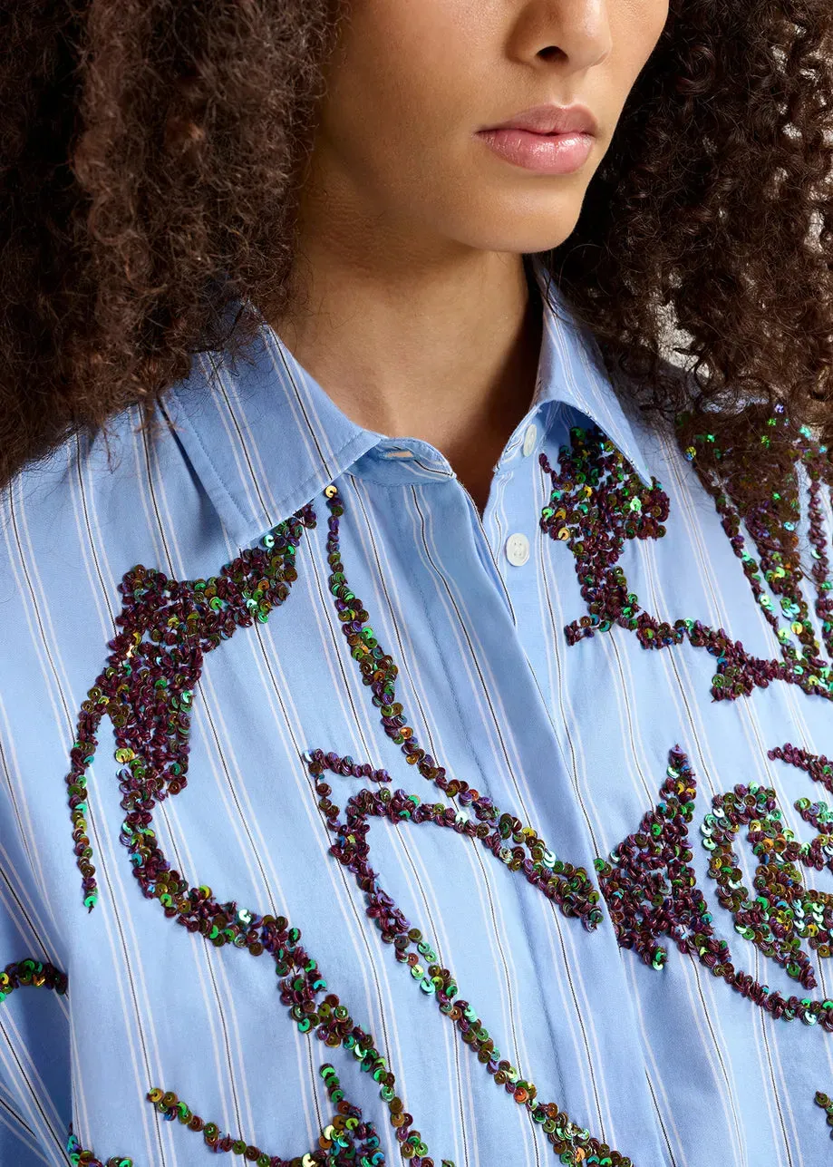 Esend Essentiel Sequin Striped Button Down