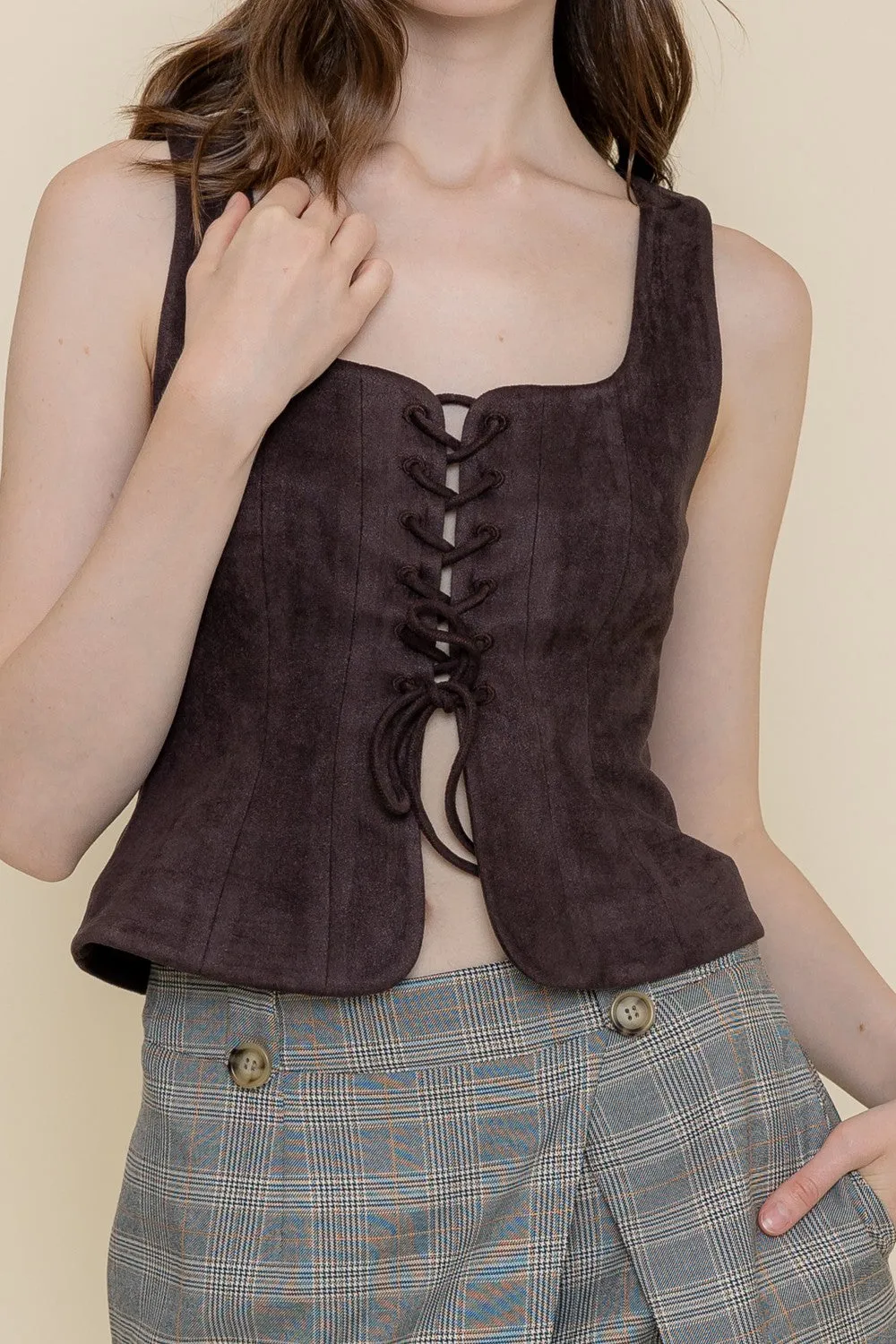 Espresso Faux Suede Top