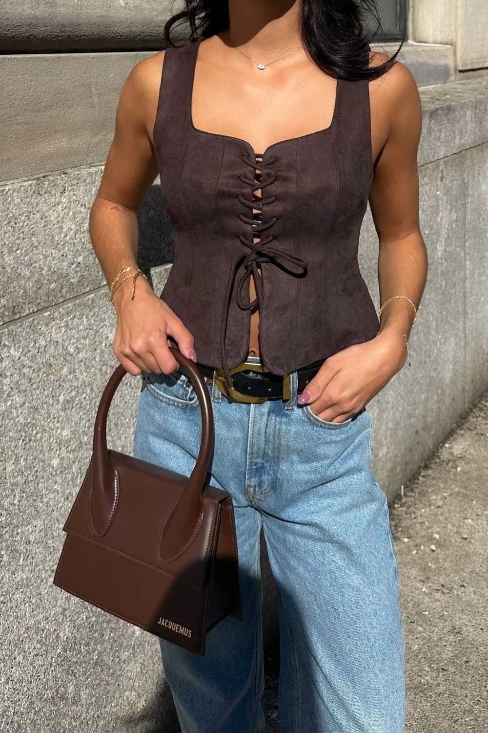 Espresso Faux Suede Top