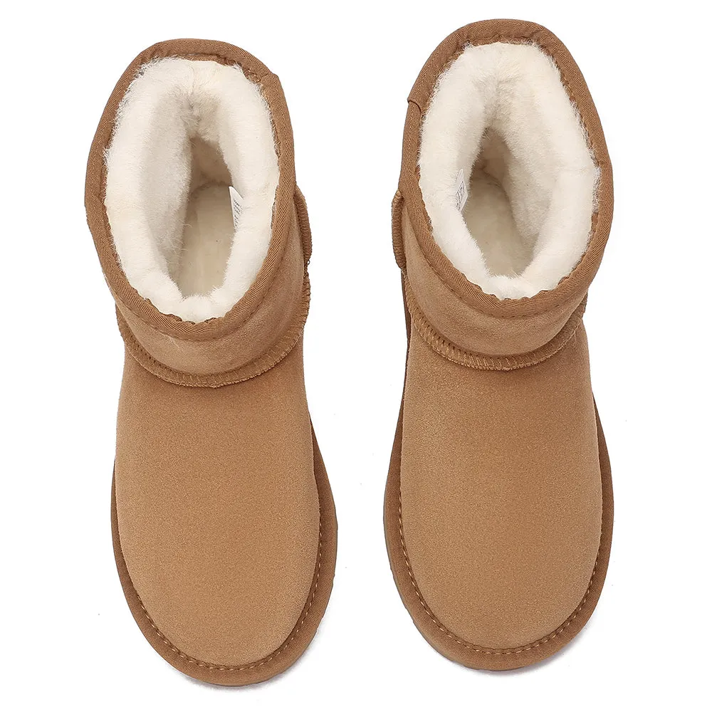 EVERAU UGG Sheepskin Wool Ankle Boots Mini Classic Suede #EA3132
