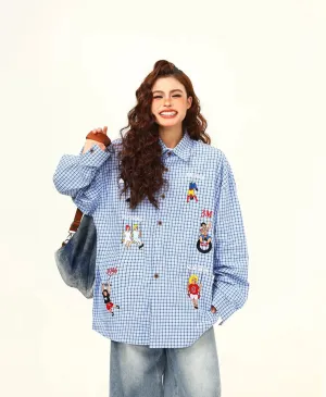 Faire Echo Oversized Cartoon Embroidery Shirt
