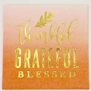 Fall Cocktail Napkins | Thankful Grateful - Foil - 20ct