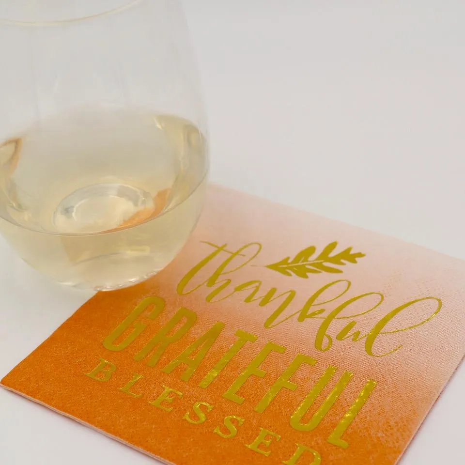 Fall Cocktail Napkins | Thankful Grateful - Foil - 20ct
