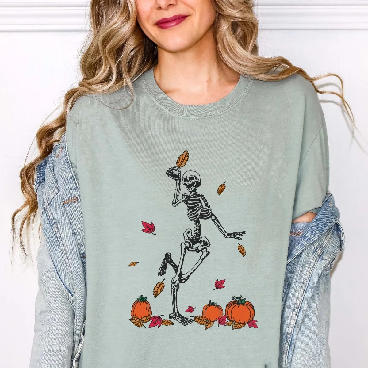 Fall Dancing Skeletons Comfort Color Wholesale Tee - Fast Shipping