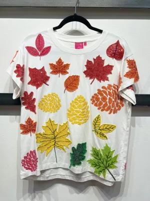 Fall Leaves Tee - White [Queen of Sparkles]