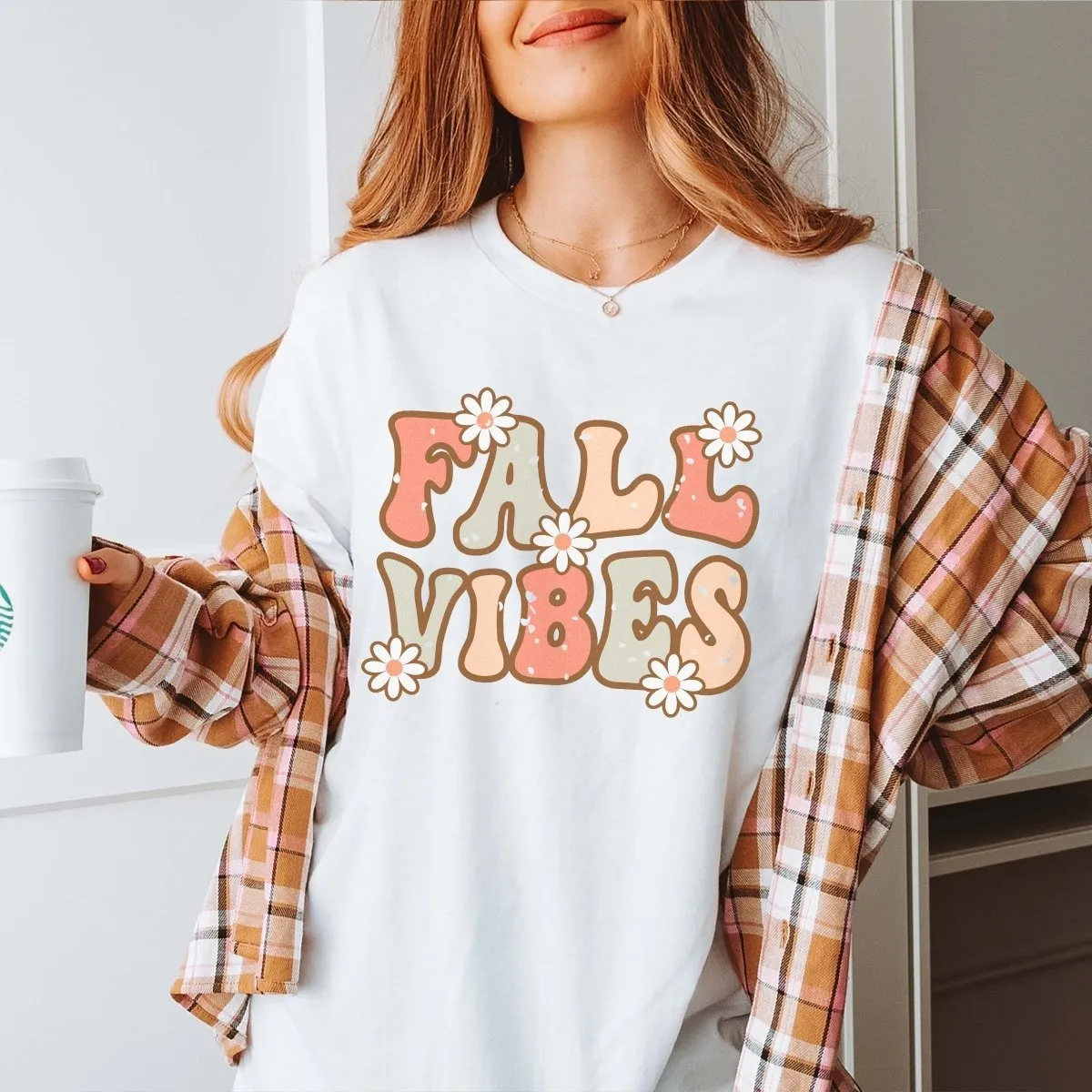 Fall Vibes Daisies Wholesale Bella Graphic Tee - Fast Shipping