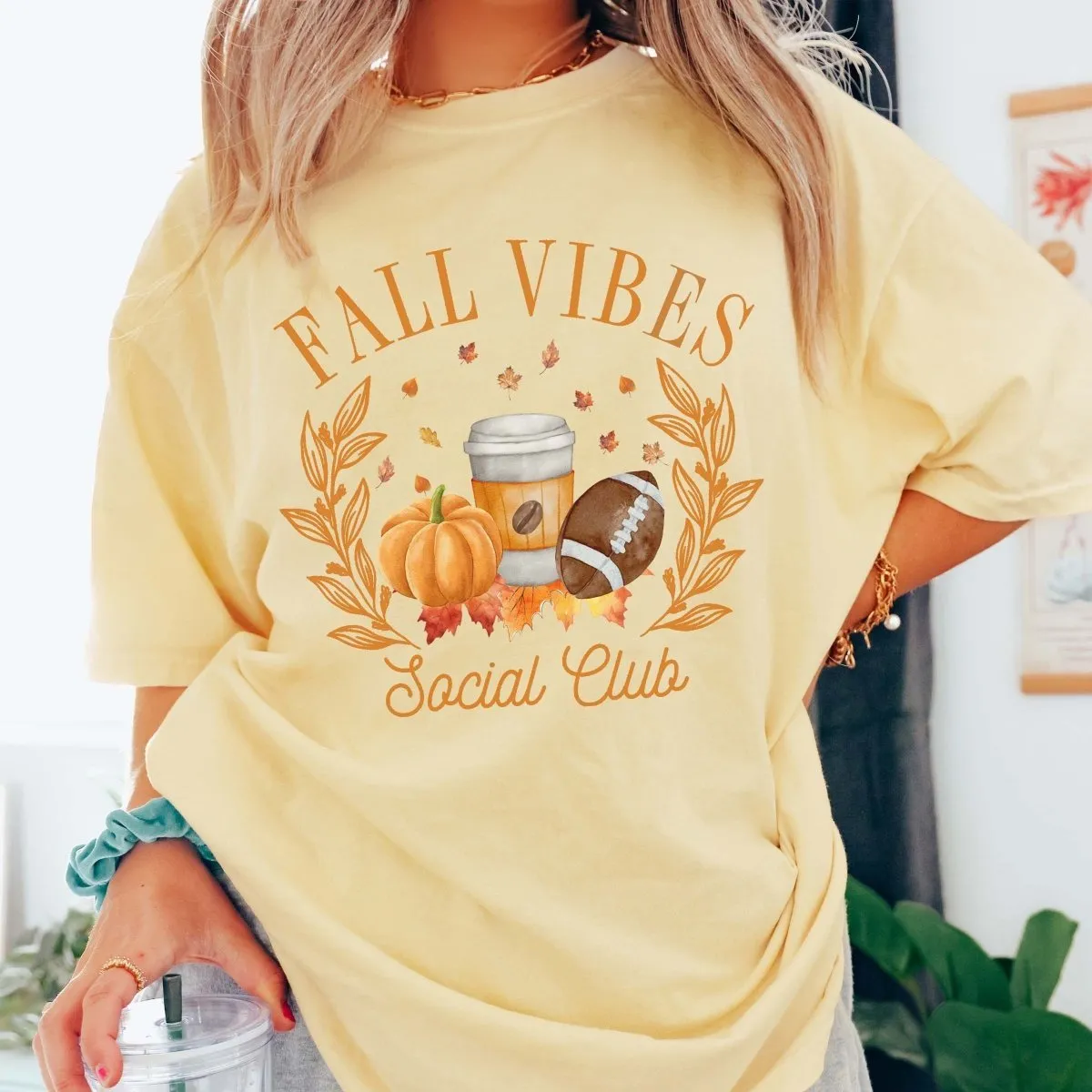 Fall Vibes Social Club Comfort Color Wholesale Tee - Quick Shipping