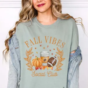 Fall Vibes Social Club Comfort Color Wholesale Tee - Quick Shipping