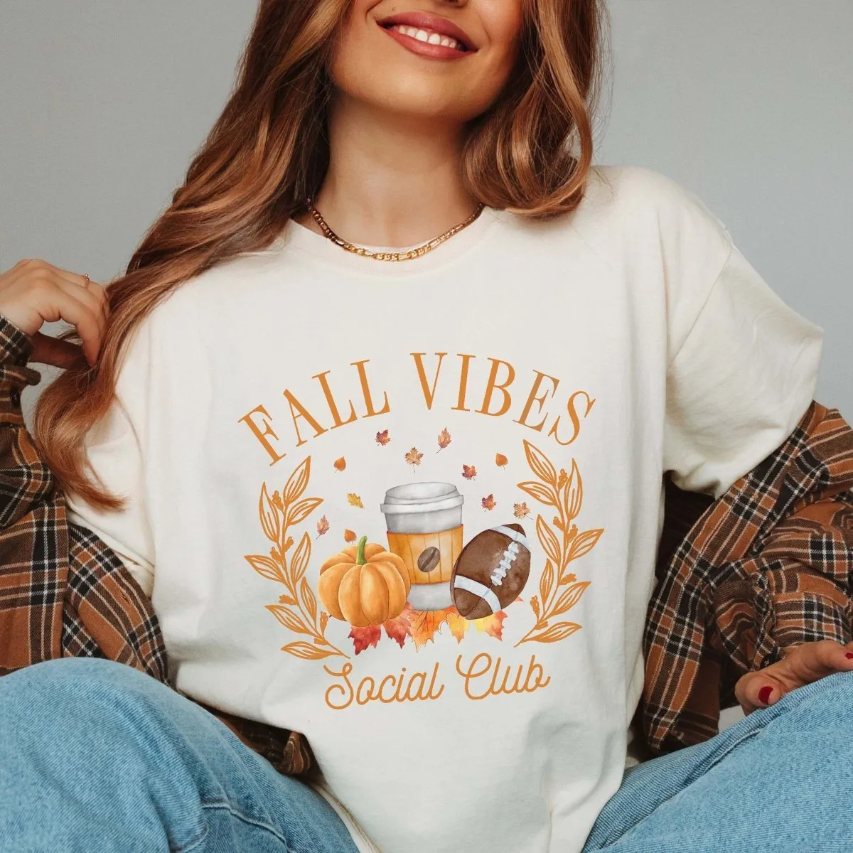 Fall Vibes Social Club Comfort Color Wholesale Tee - Quick Shipping
