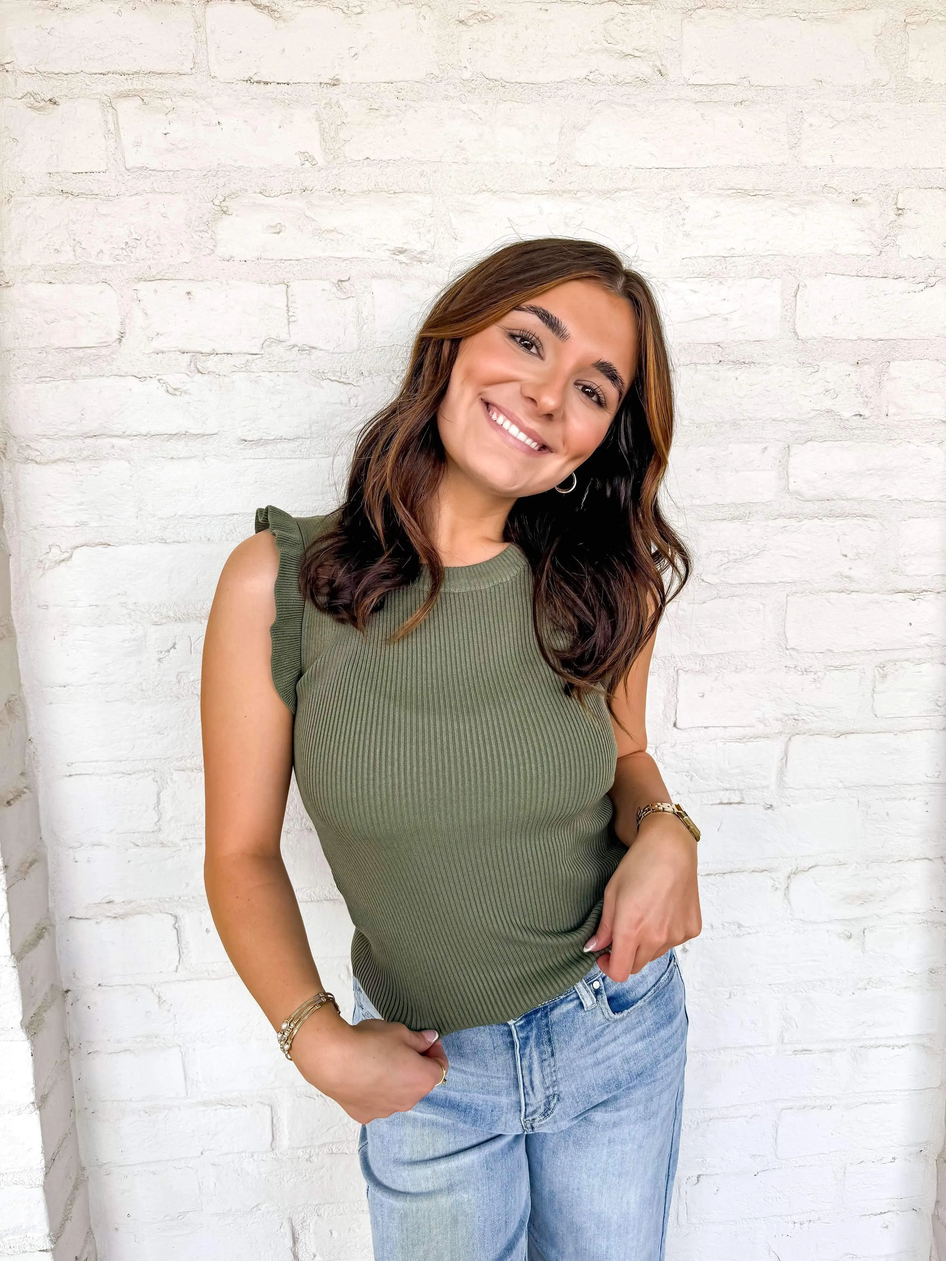 Fallen Leaves Top Olive