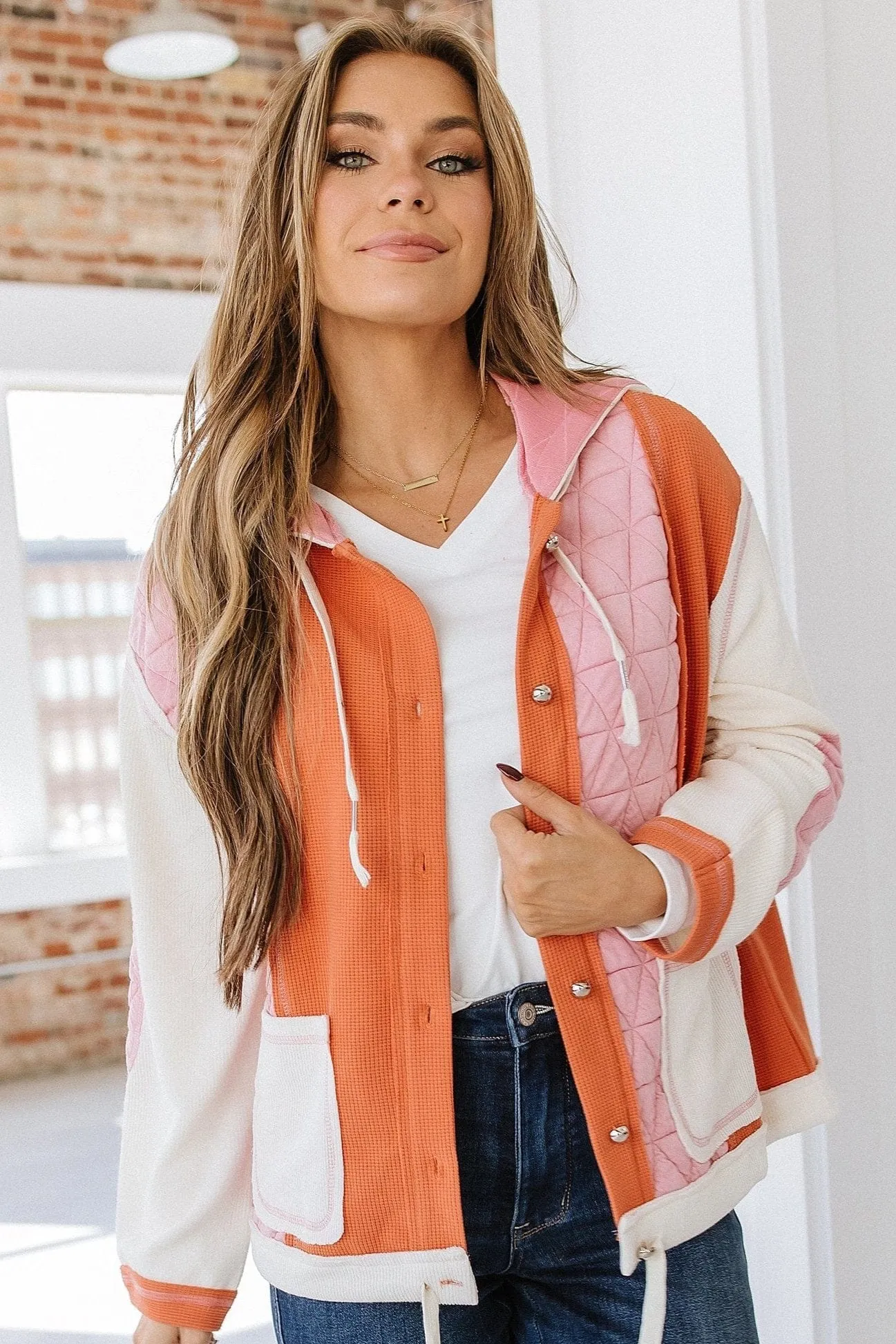Felisha Quilted Patchwork Hooded Jacket | DROPSHIP