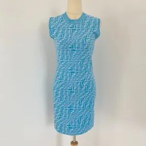 Fendi Fendi Blue Ff Vertigo Knit Minidress