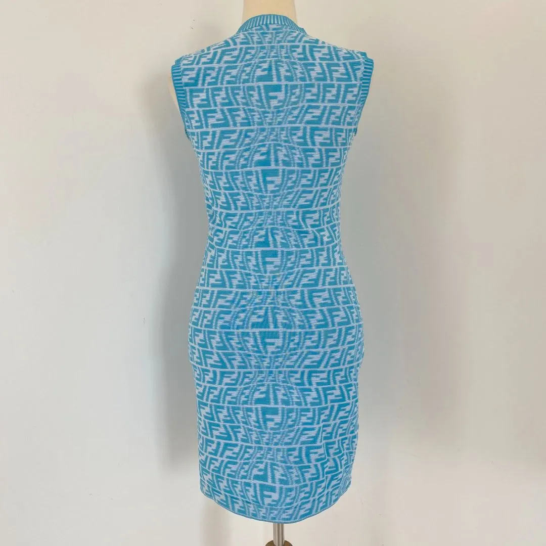 Fendi Fendi Blue Ff Vertigo Knit Minidress