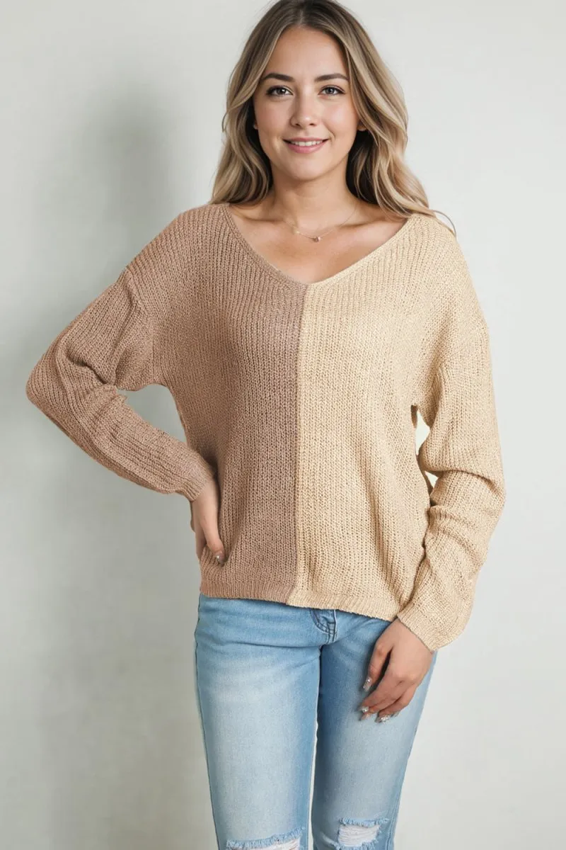 Fierce and Fabulous Pink Color Block Sweater