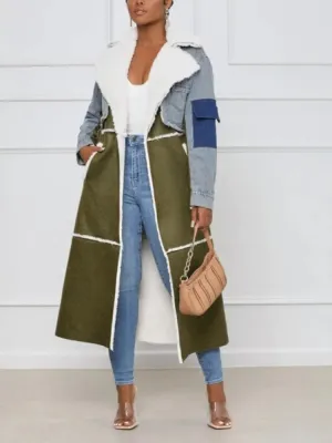 Fleece Denim Long Coats