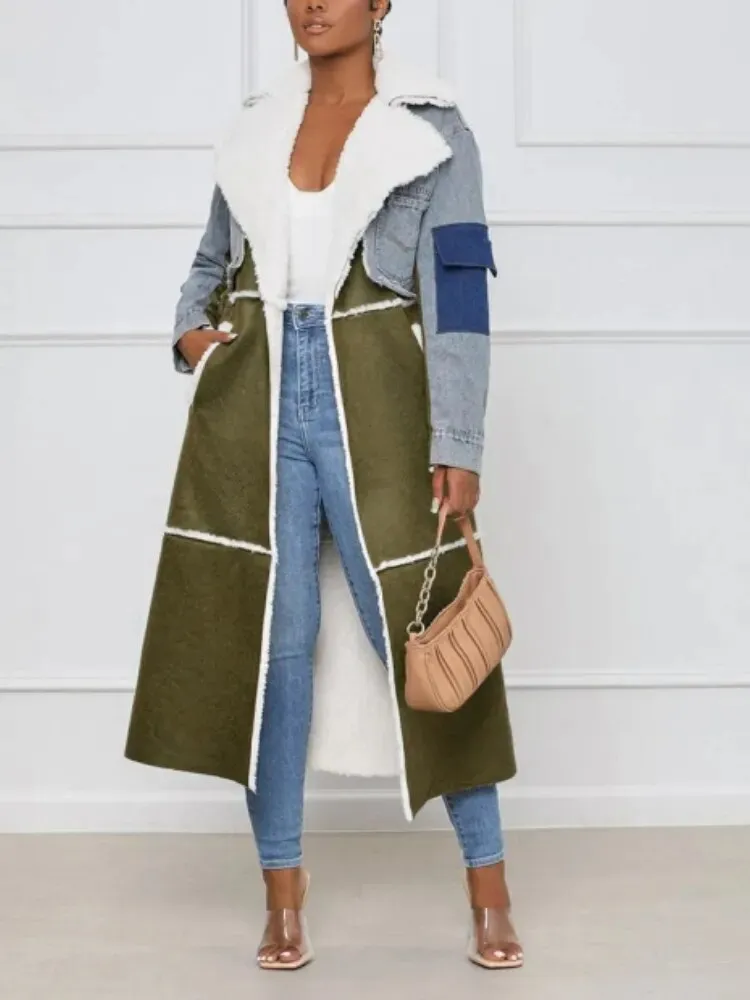 Fleece Denim Long Coats