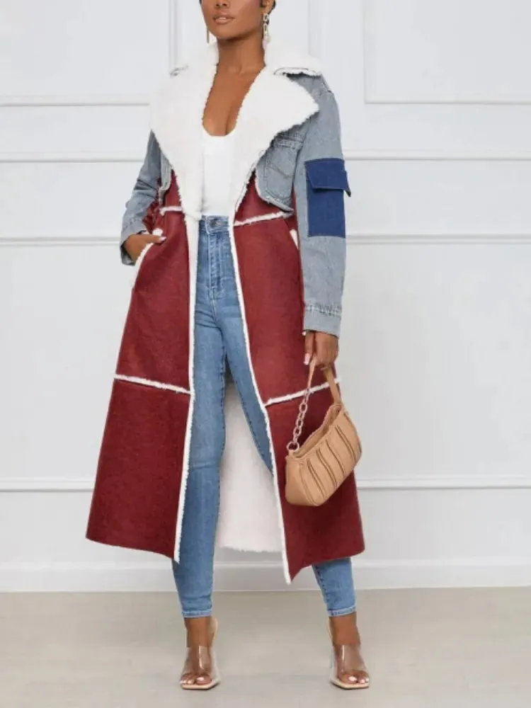Fleece Denim Long Coats