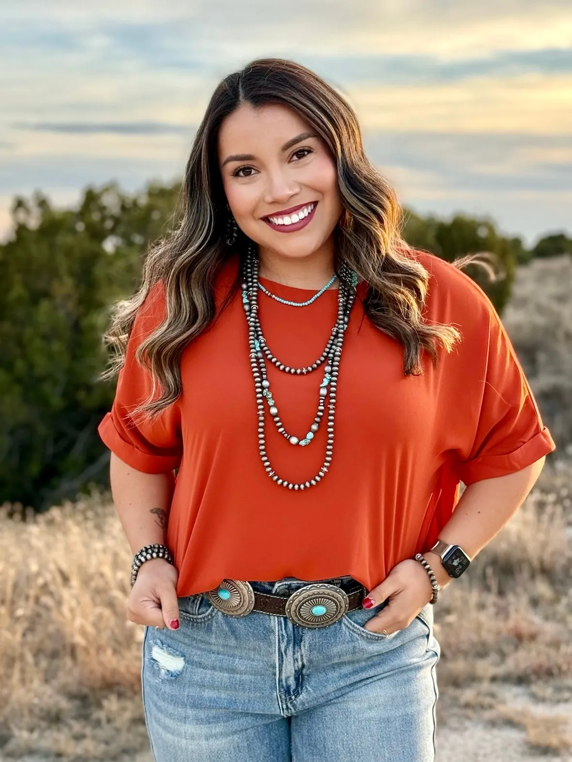Florence Rust Short Sleeve Blouse