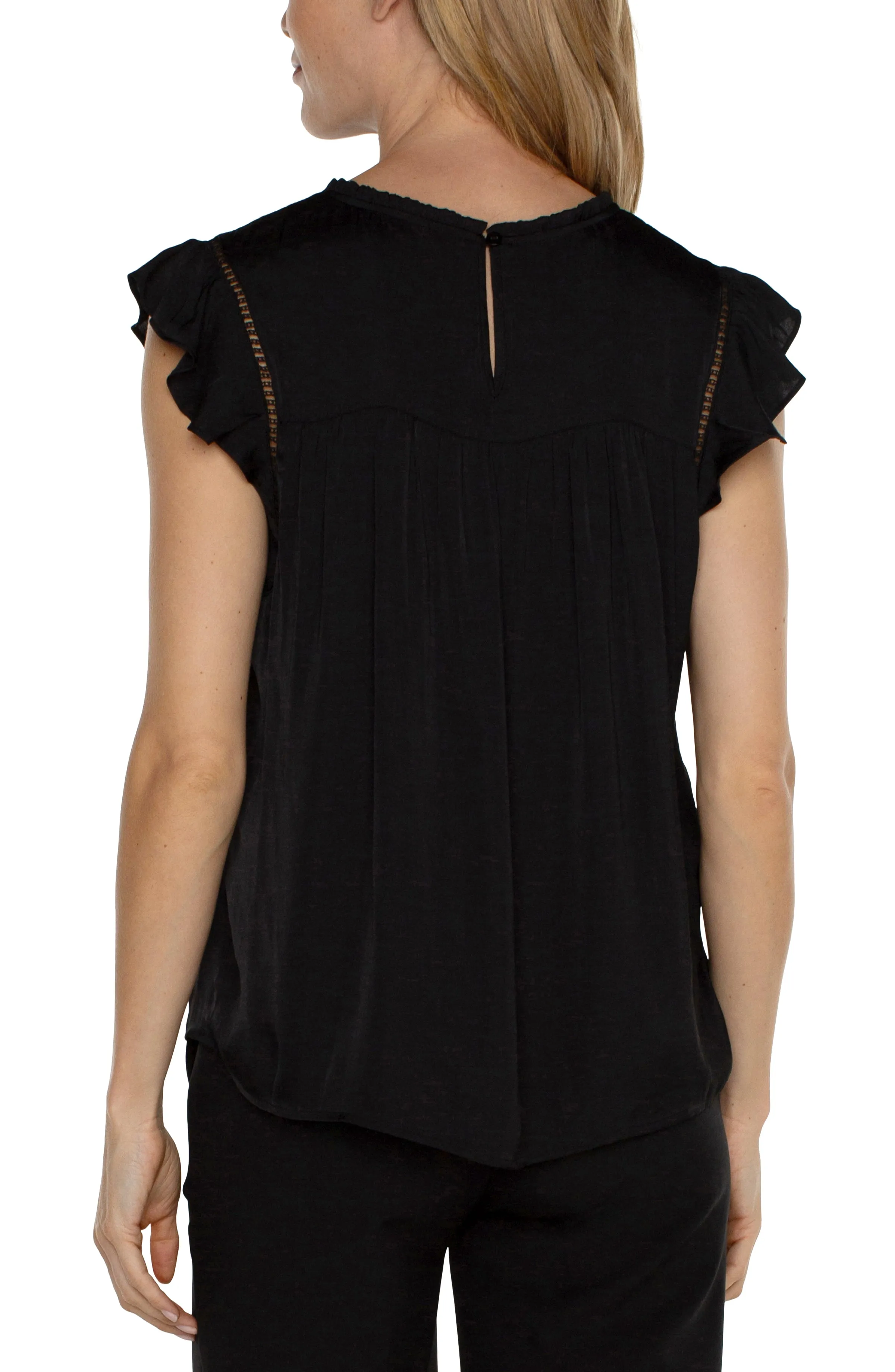 Flutter Sleeve Wove top -Black