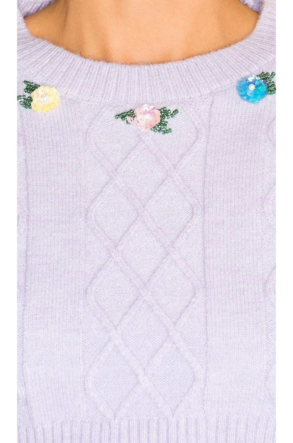 For Love & Lemons Sutton Cropped Sweater in Lavender