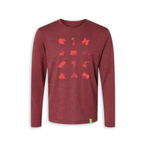 Forest Friends Long Sleeve Tee - Heather Red