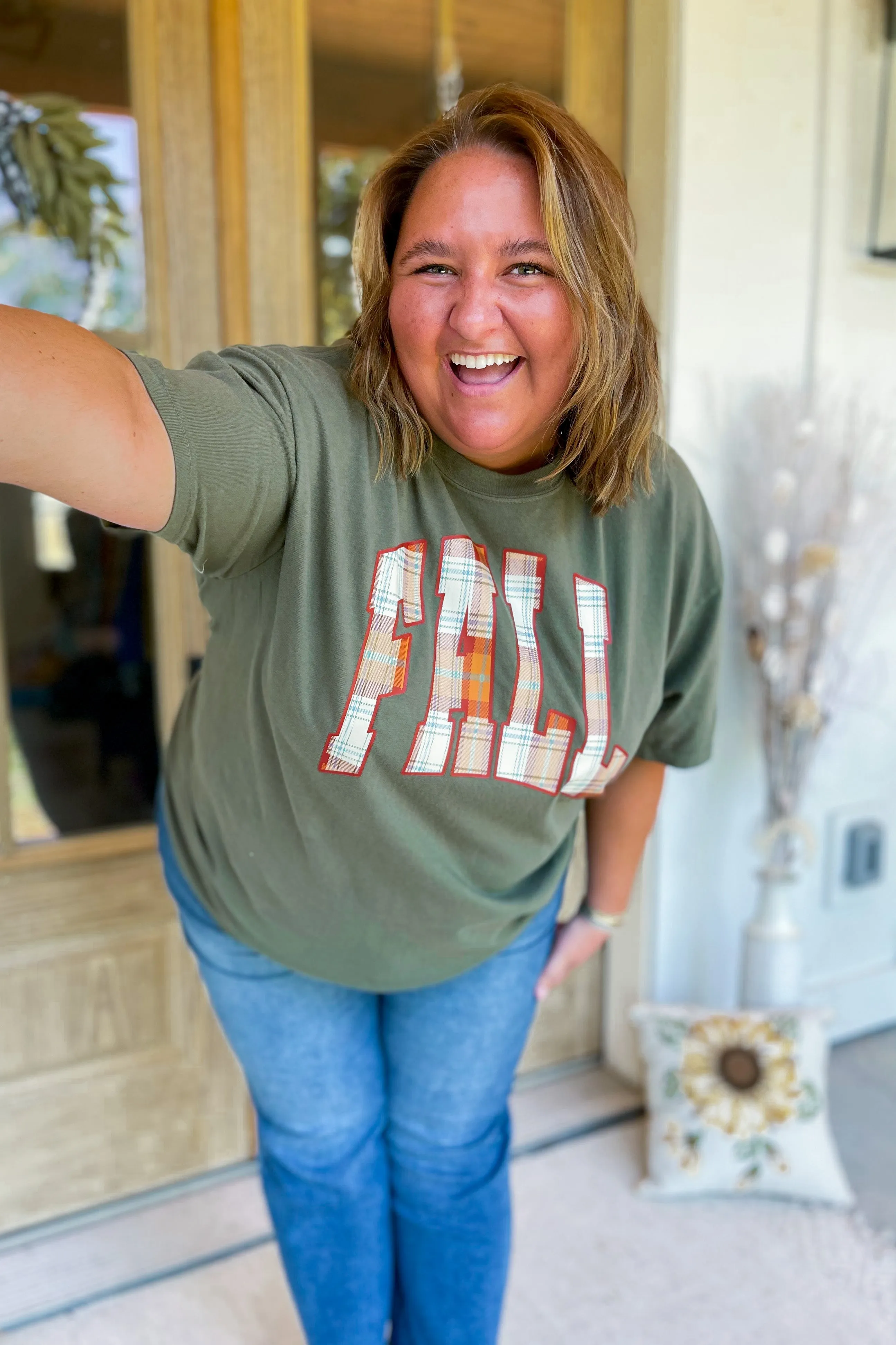 Franny Fall Plaid Short Sleeve Graphic Tee [S~2x] *FINAL SALE*