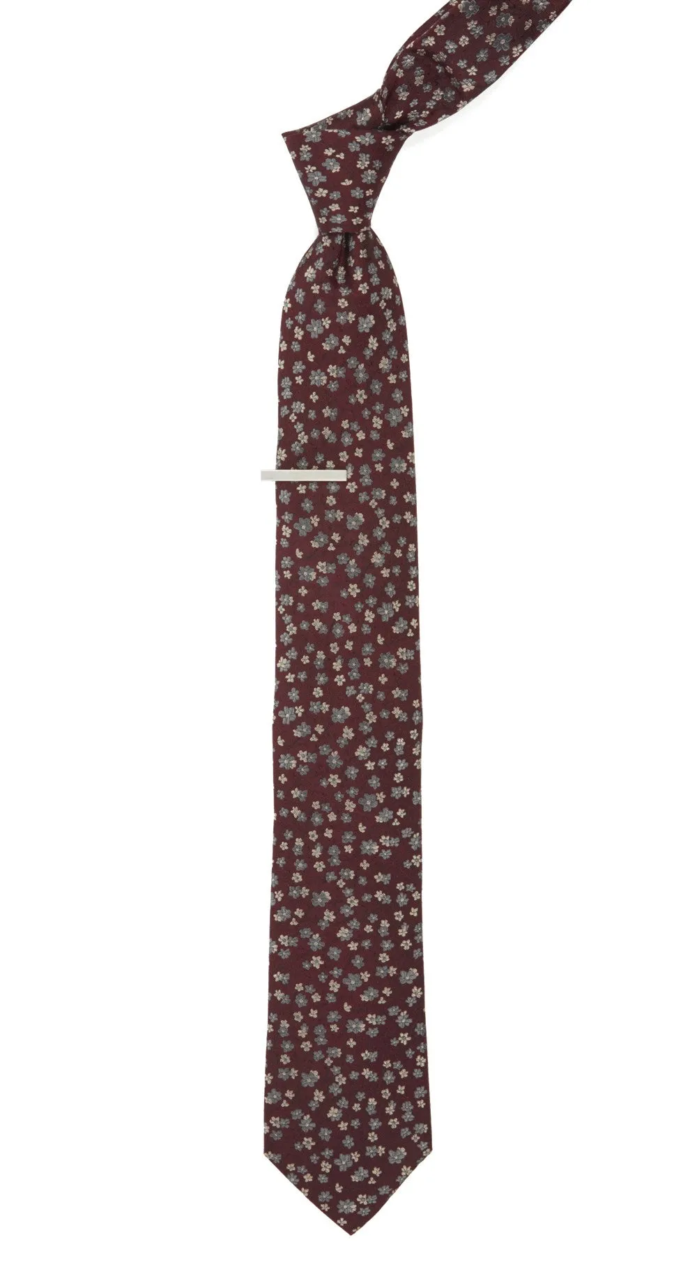 Free Fall Floral Burgundy Tie