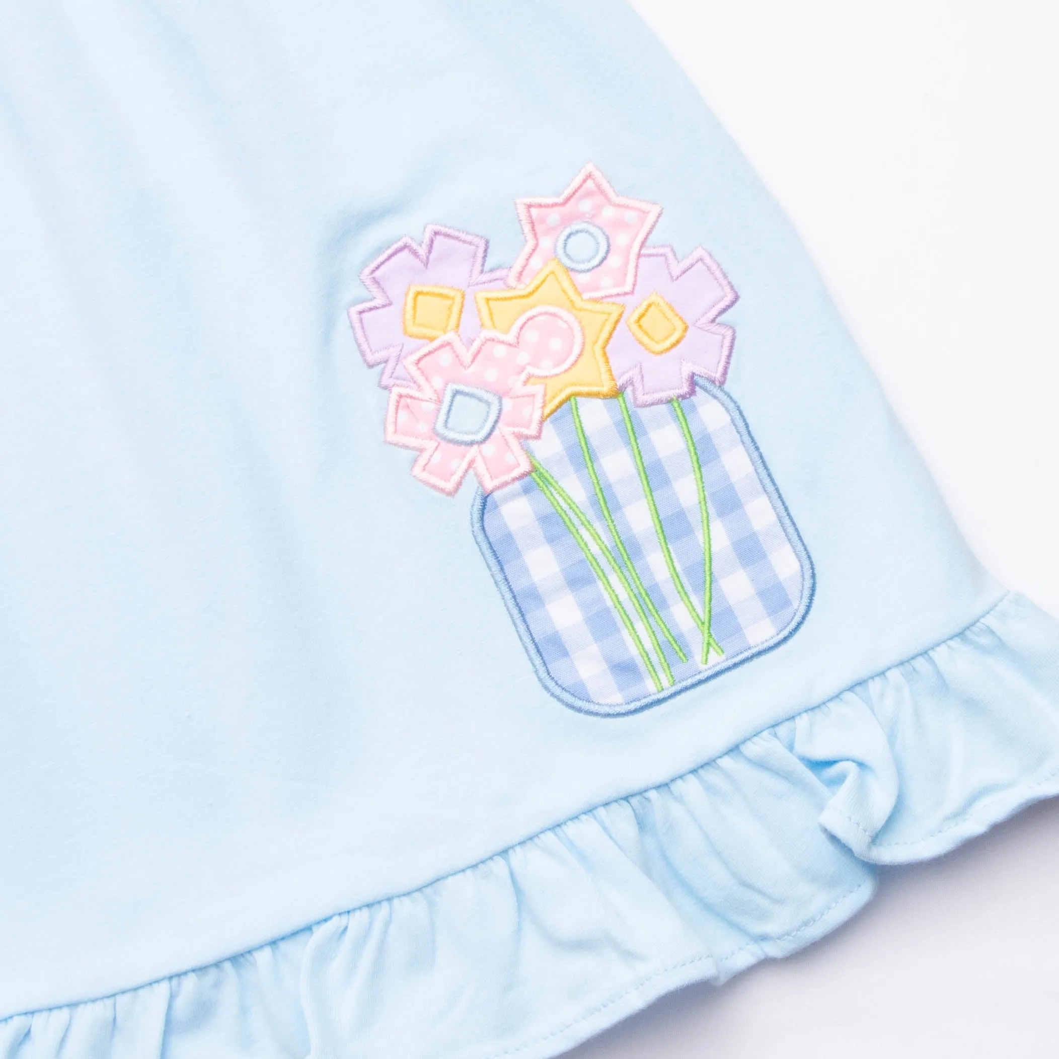 Fresh Cut Flowers Applique Dress, Blue
