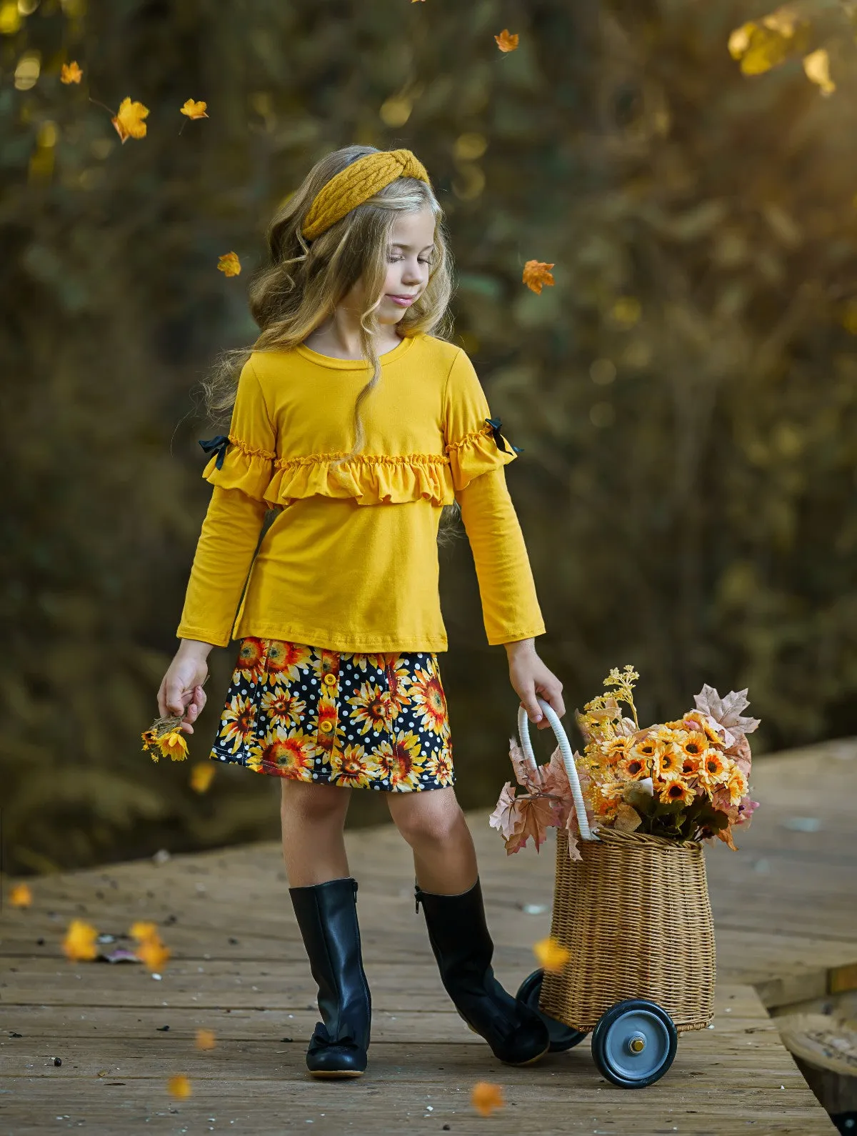 Full Of Sunshine Sunflower Skirt Set