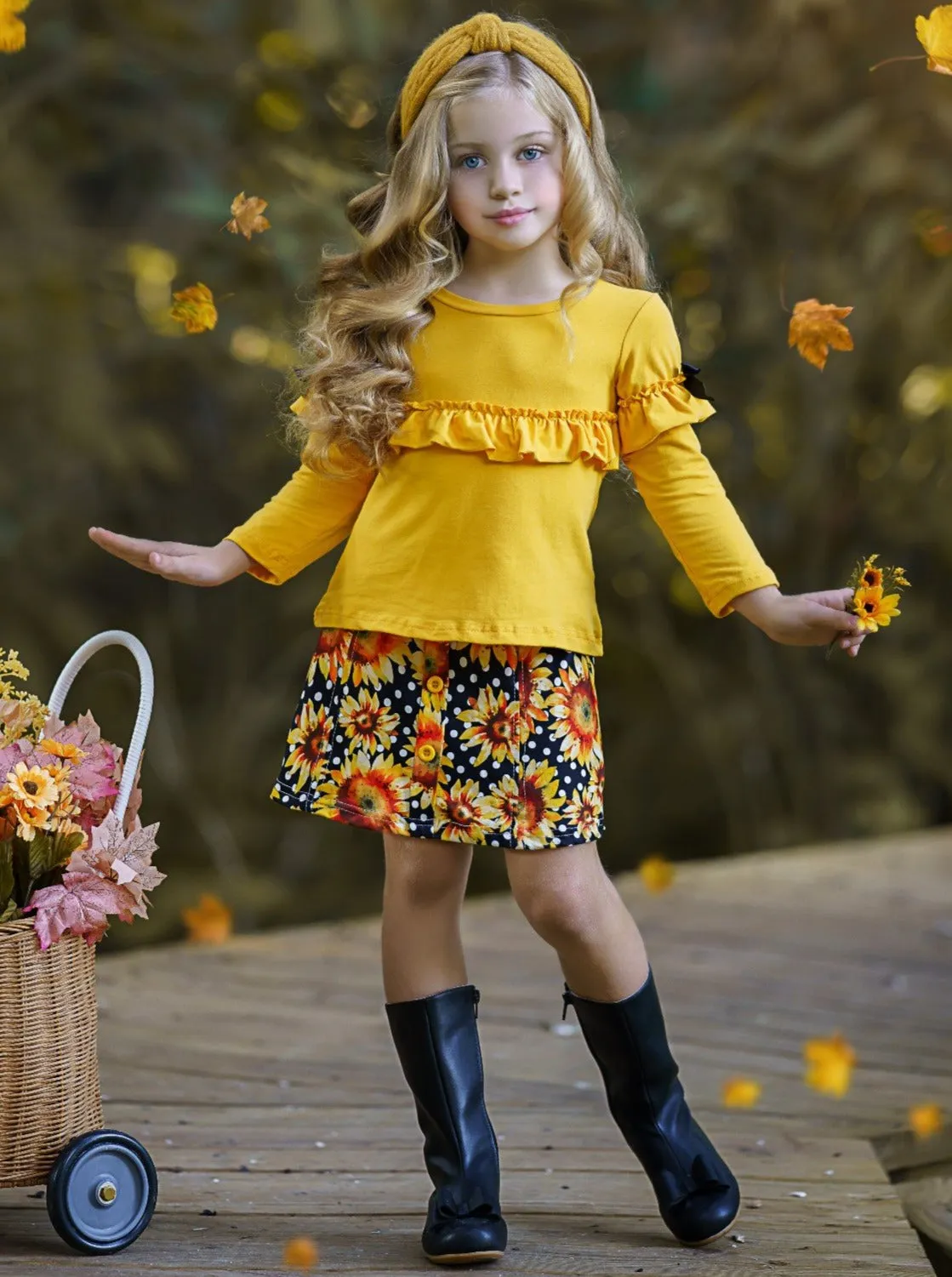 Full Of Sunshine Sunflower Skirt Set