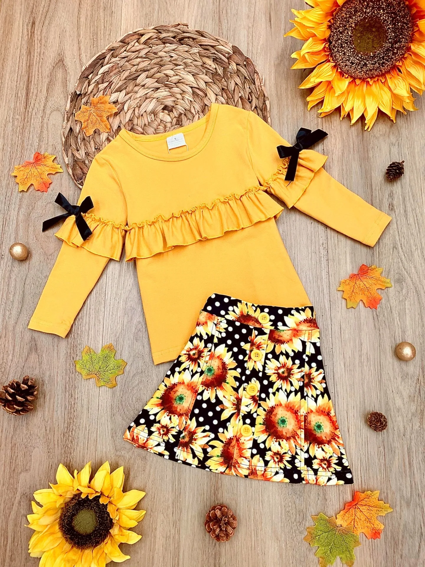 Full Of Sunshine Sunflower Skirt Set