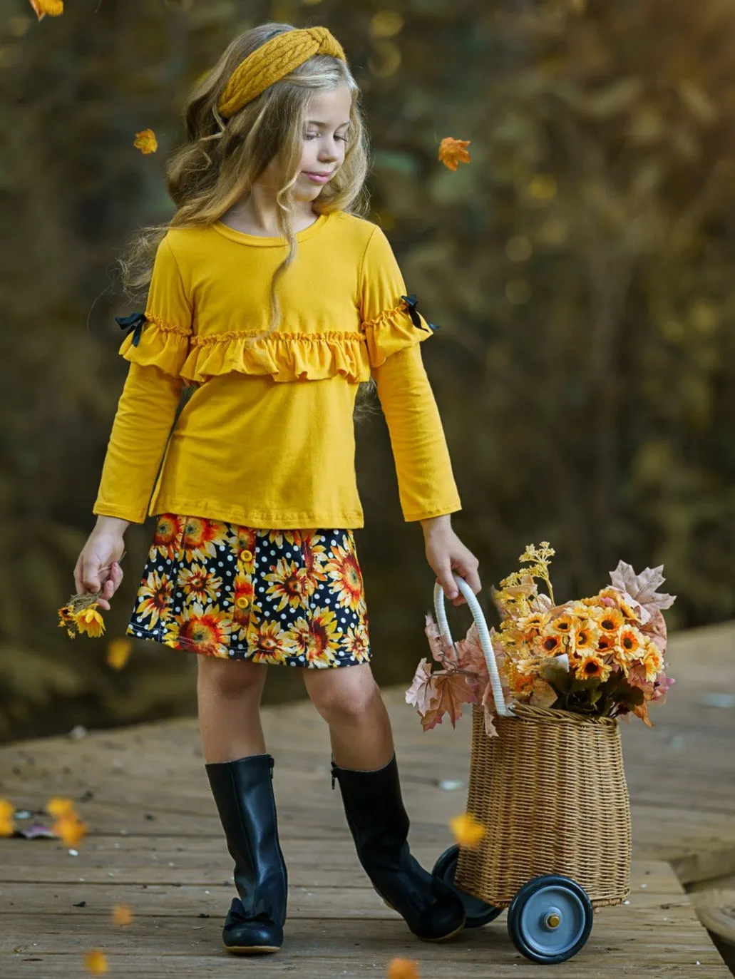 Full Of Sunshine Sunflower Skirt Set