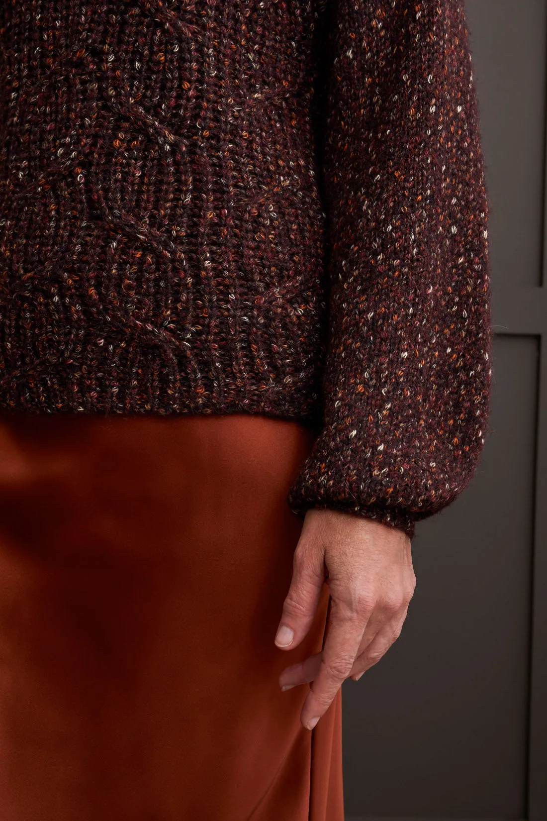 Funnel Neck Oversize Sweater, Coffee Bean