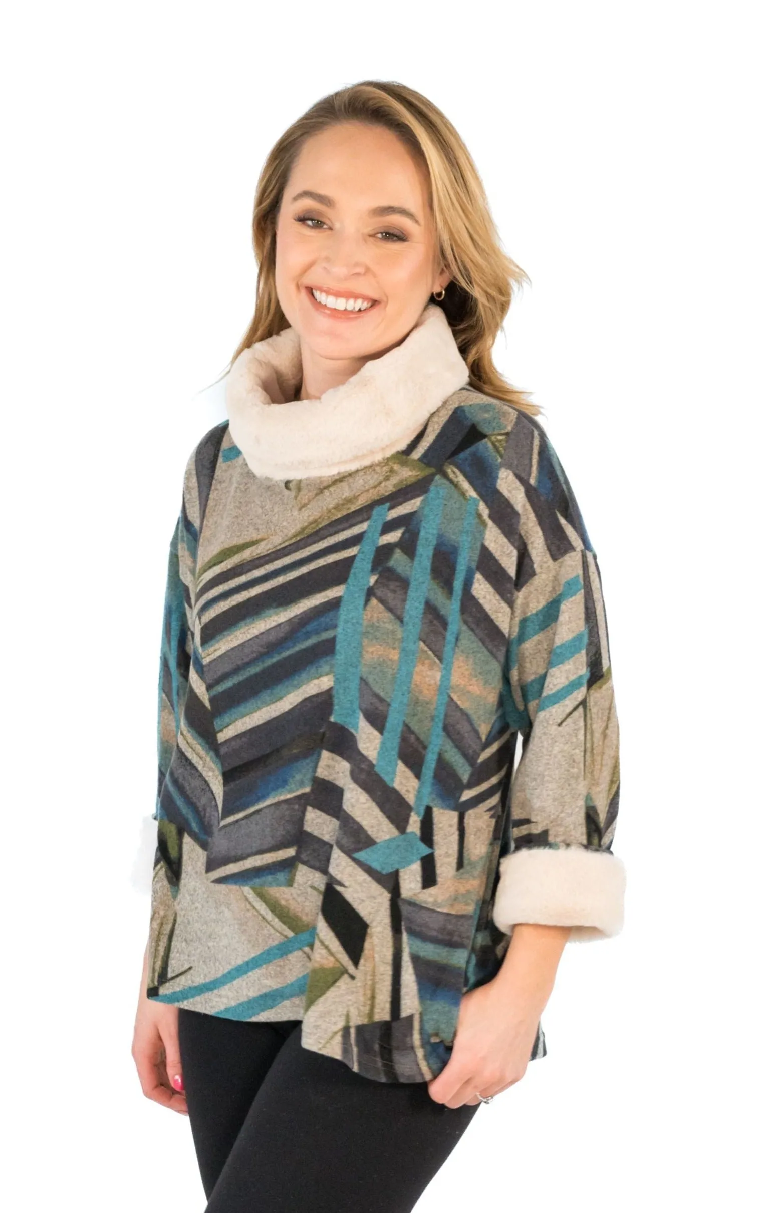 Fur Cowl Neck & Cuff Tunic