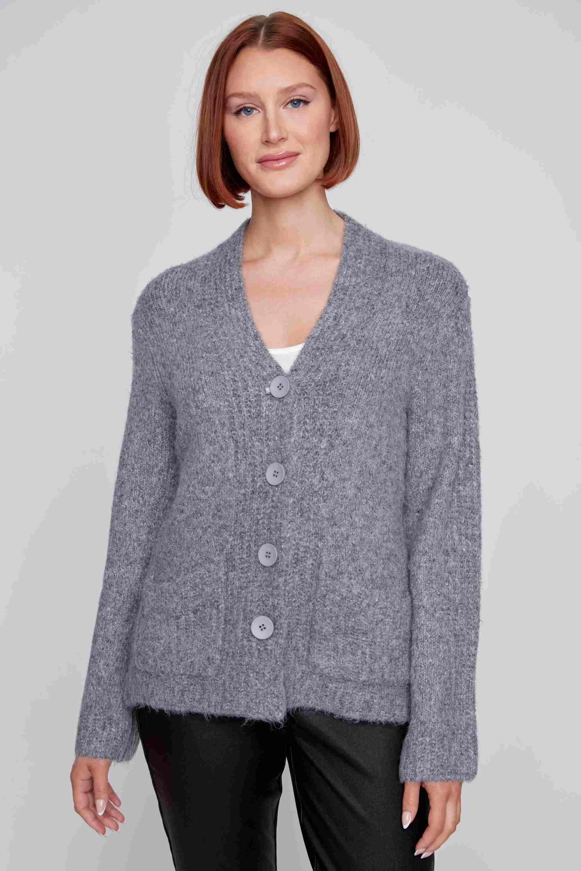 Fuzzy Button Up Cardigan