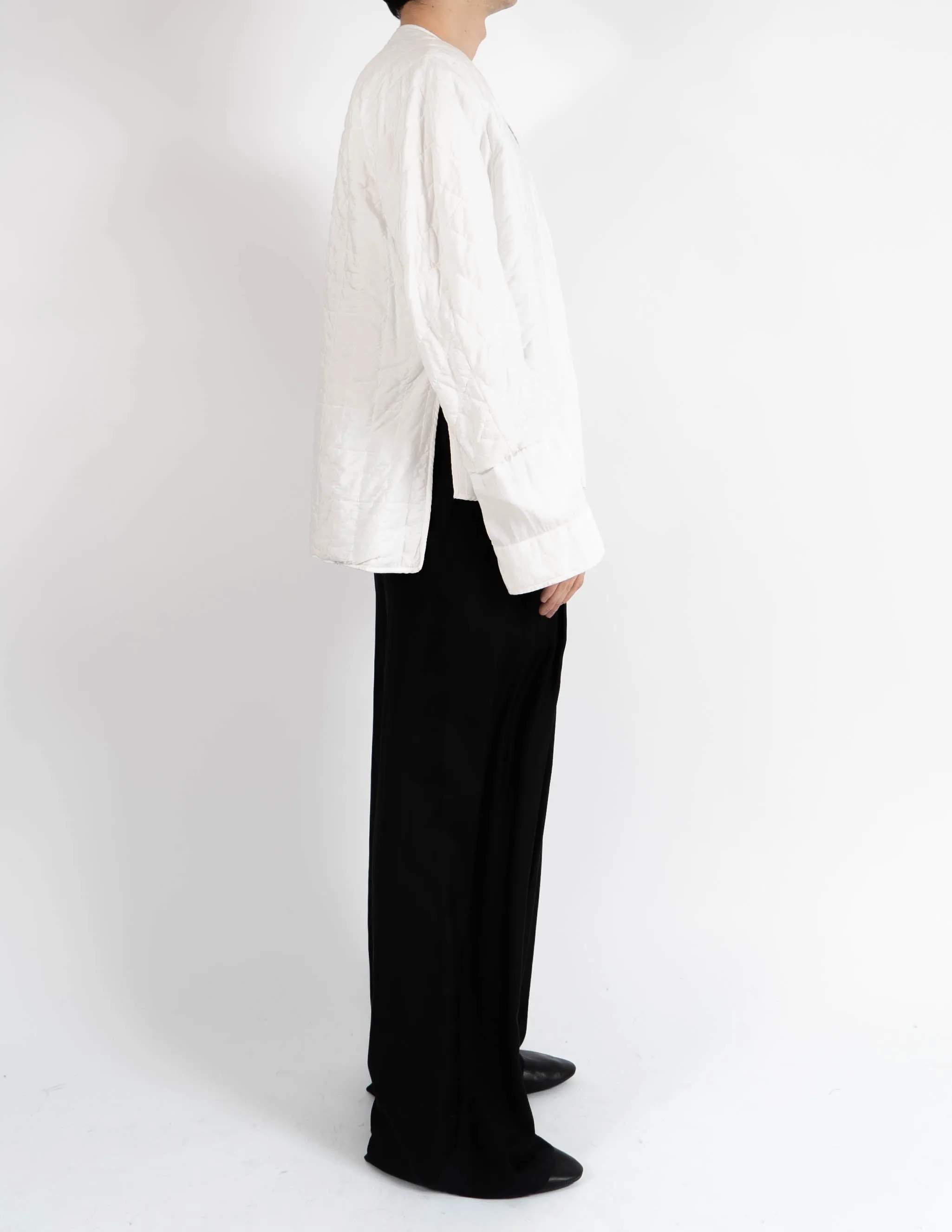 FW17 White Quilted Mandarin Shirt Jacket