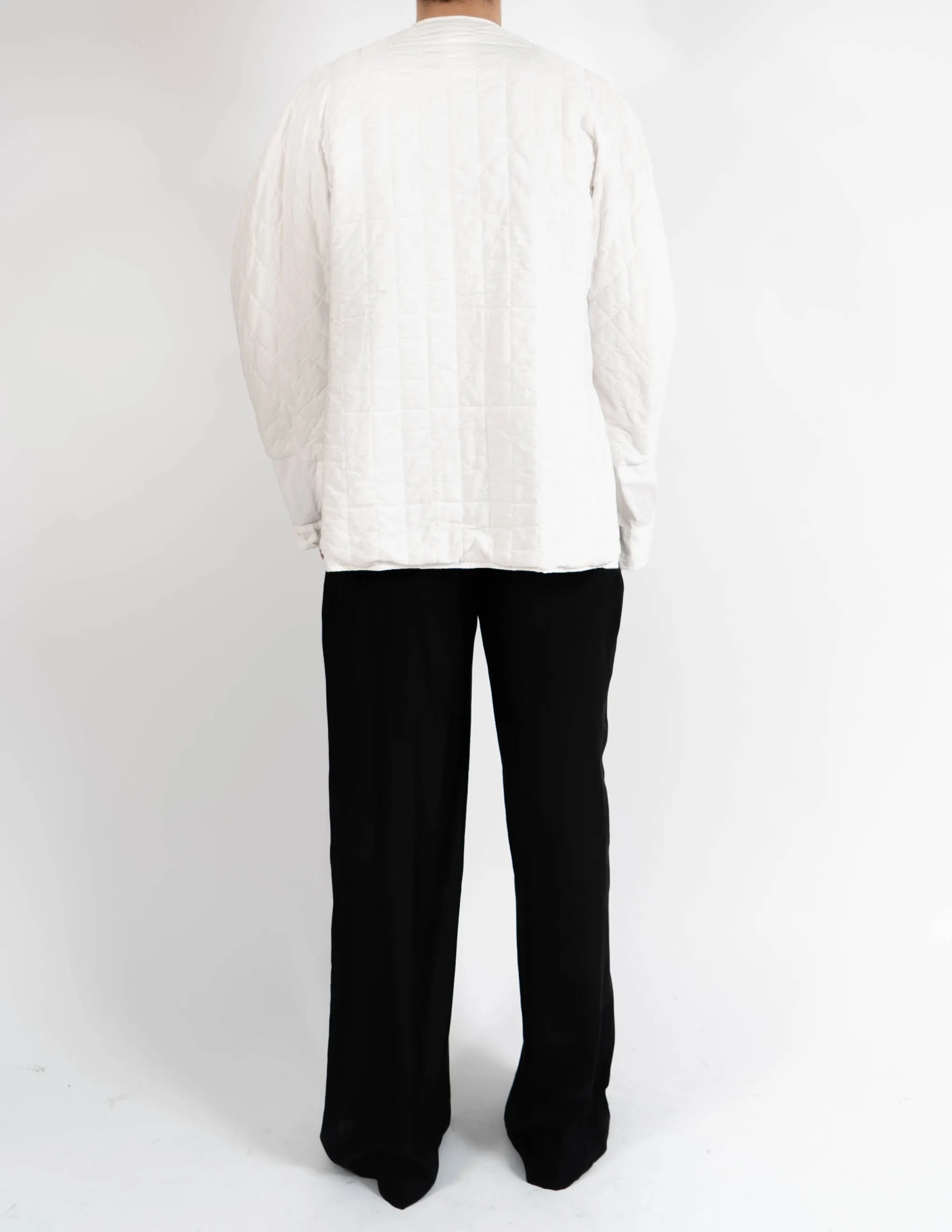 FW17 White Quilted Mandarin Shirt Jacket
