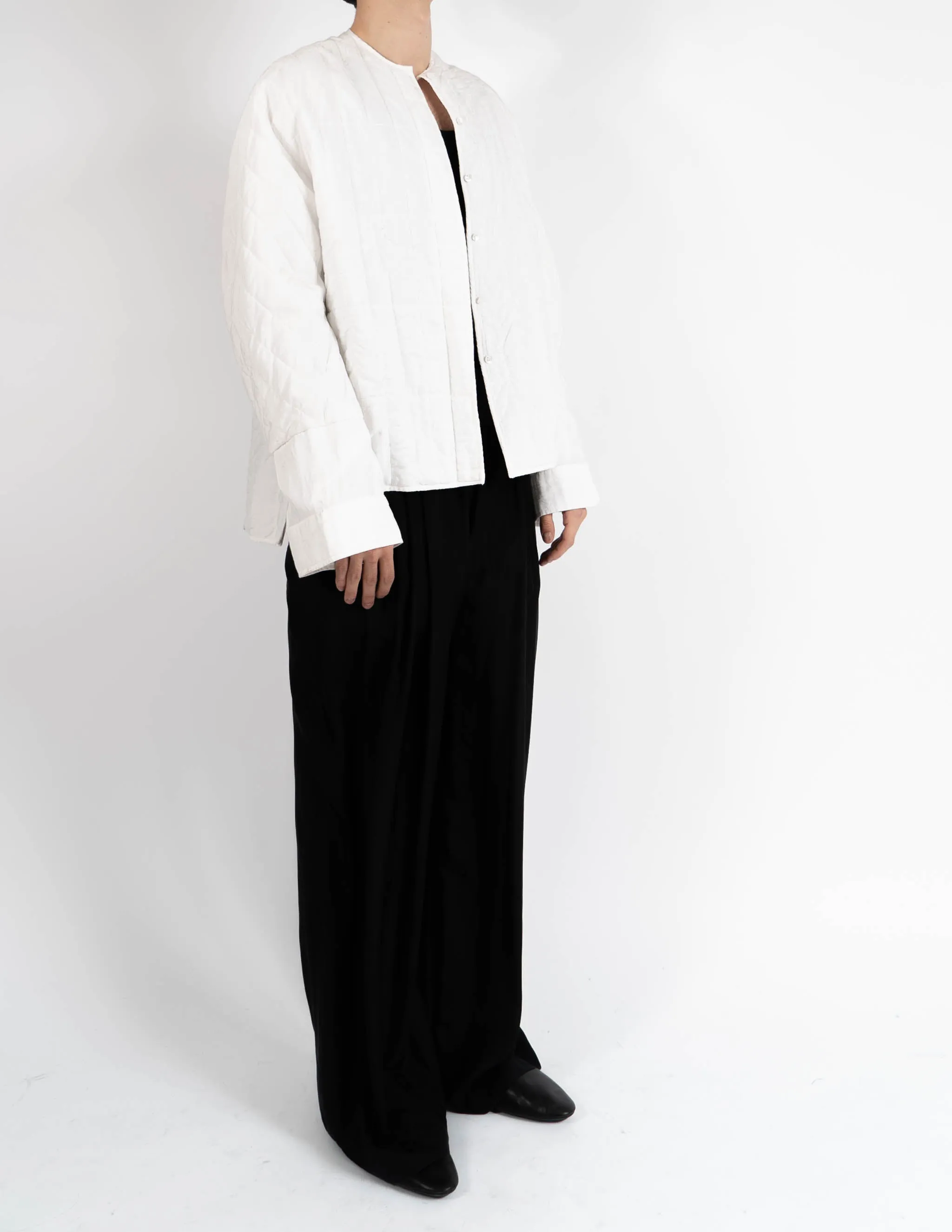 FW17 White Quilted Mandarin Shirt Jacket