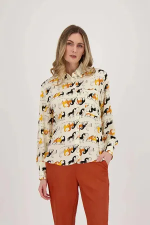 GALLOPING HORSE PRINT BLOUSE