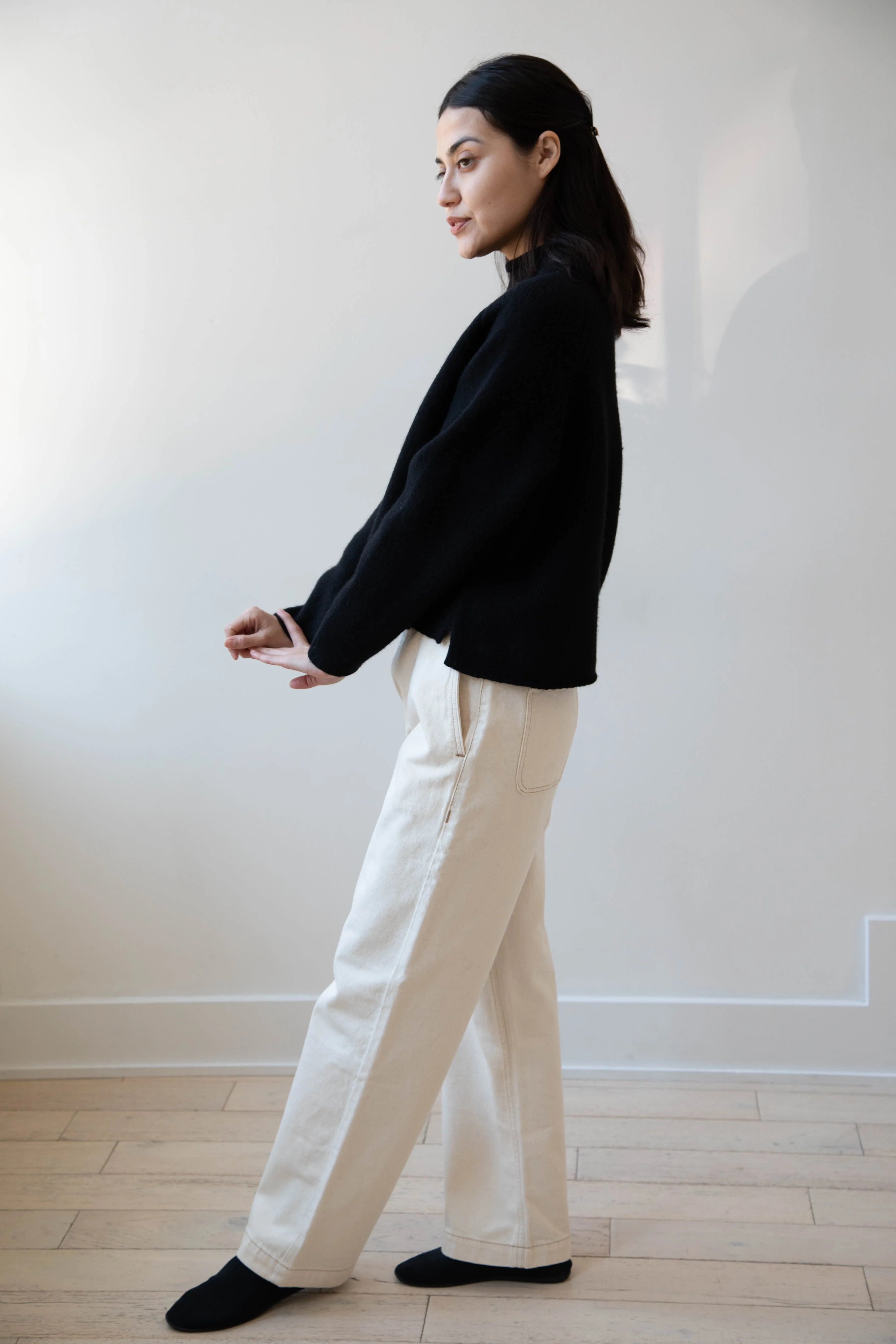 Gauze | Rollneck Wool Cotton Pullover in Black