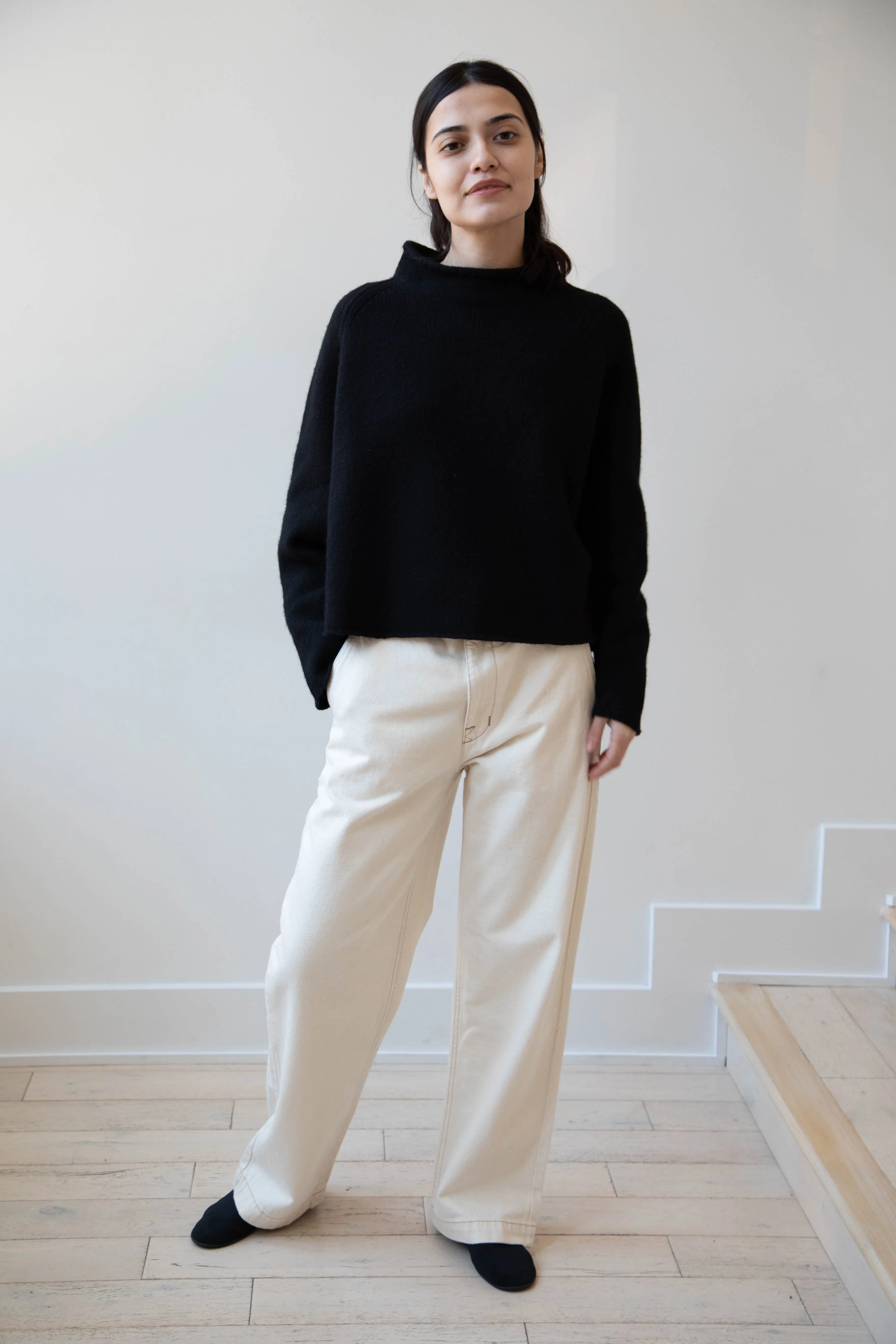 Gauze | Rollneck Wool Cotton Pullover in Black