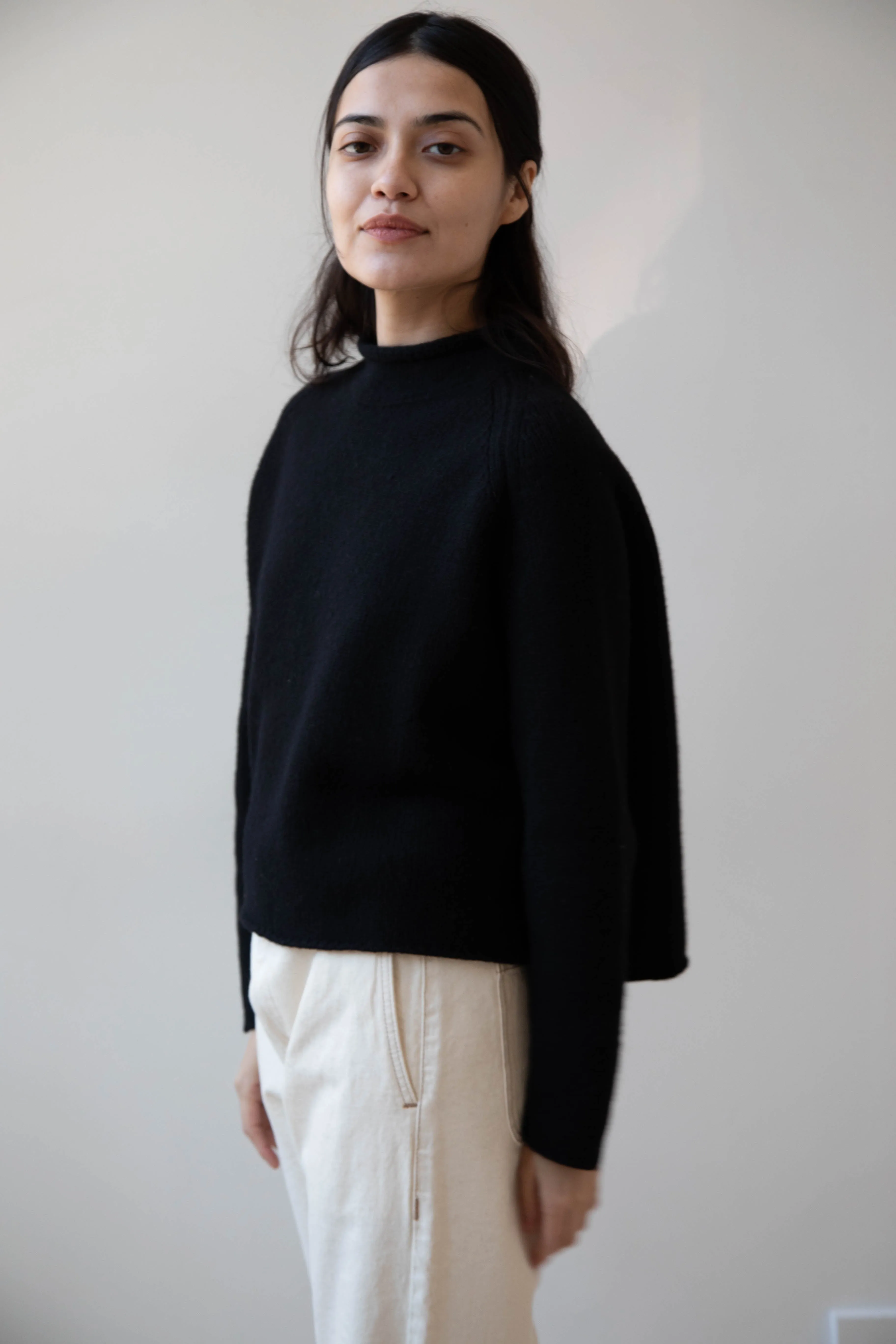Gauze | Rollneck Wool Cotton Pullover in Black