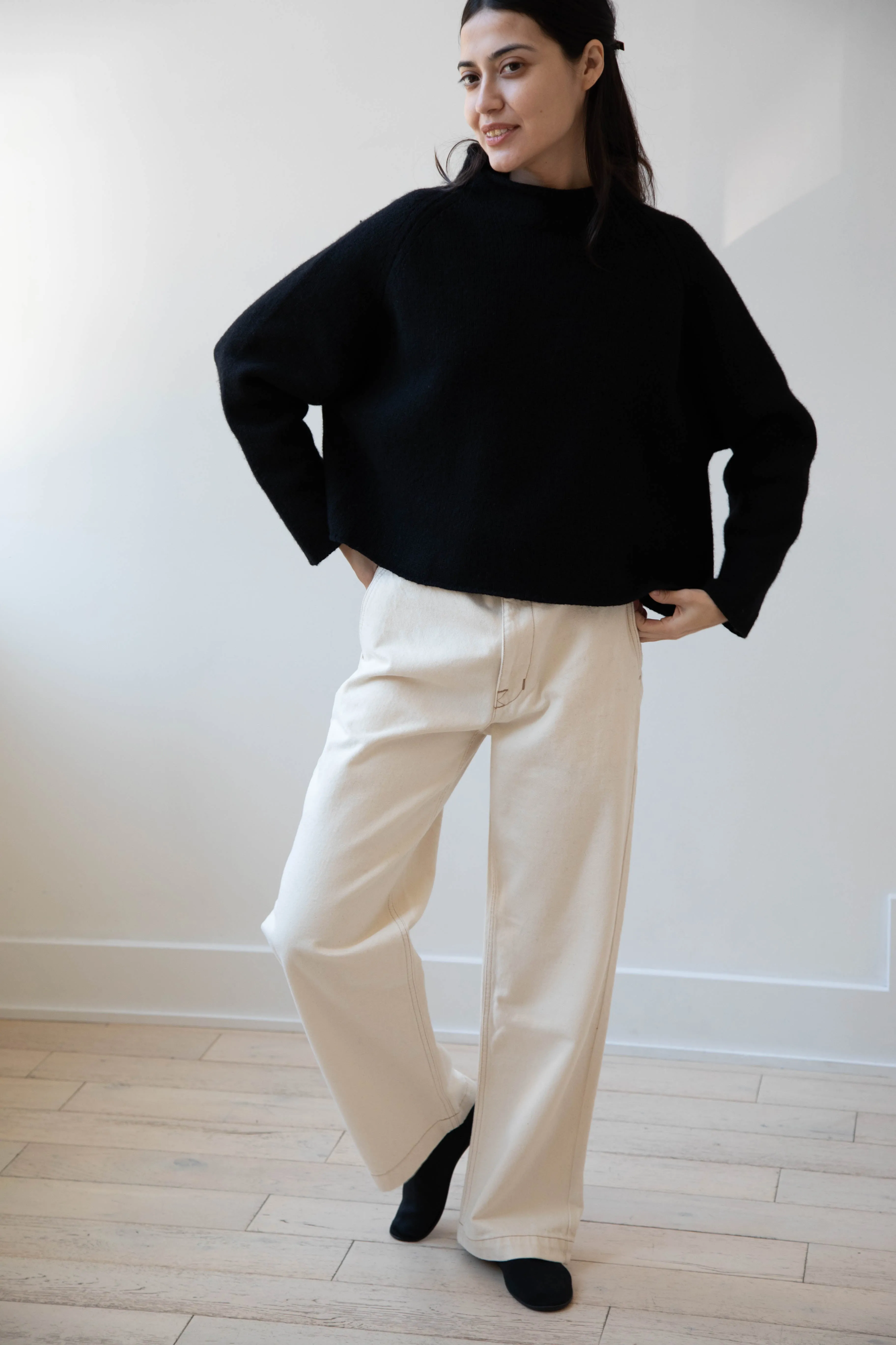 Gauze | Rollneck Wool Cotton Pullover in Black