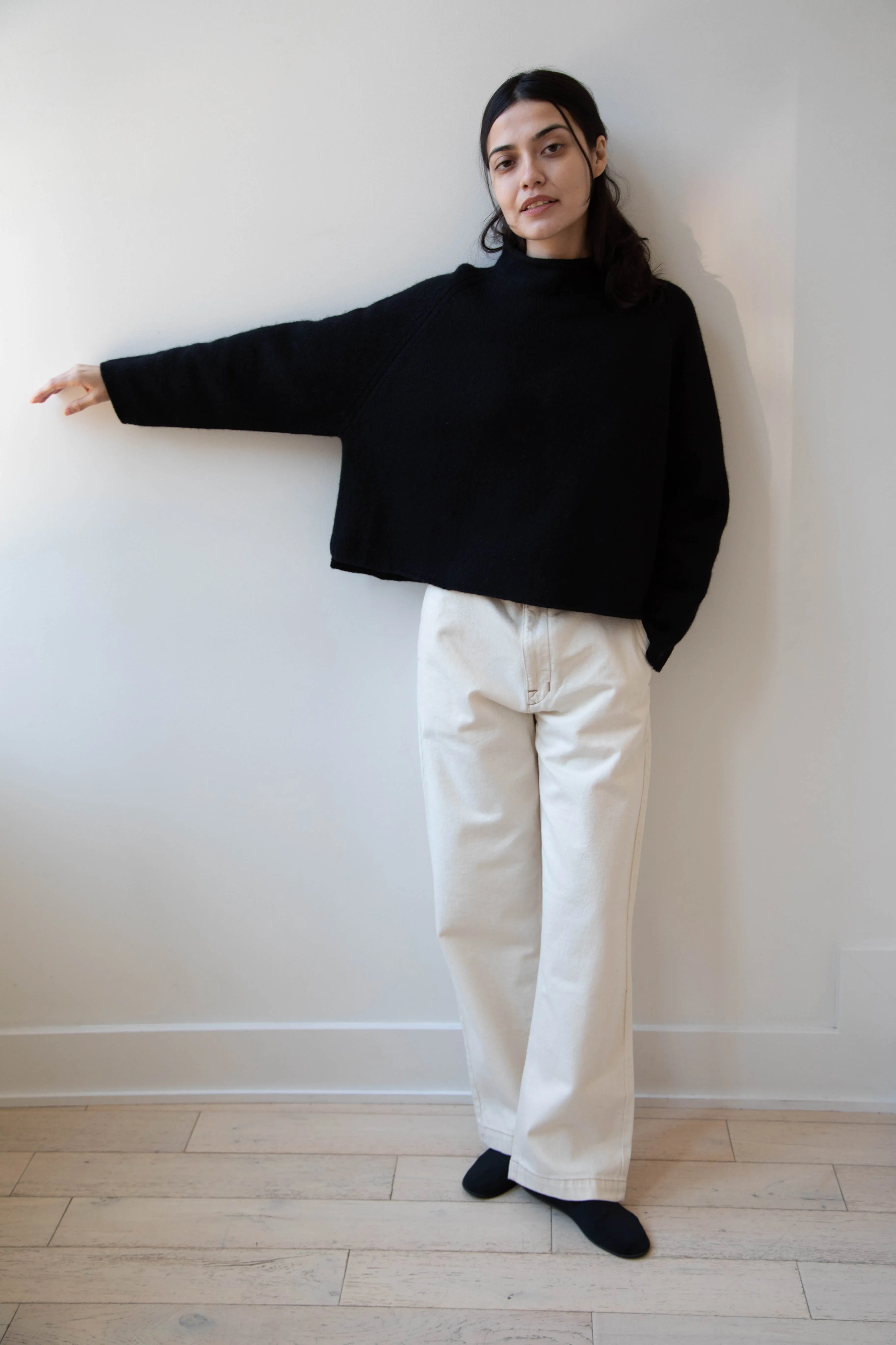 Gauze | Rollneck Wool Cotton Pullover in Black