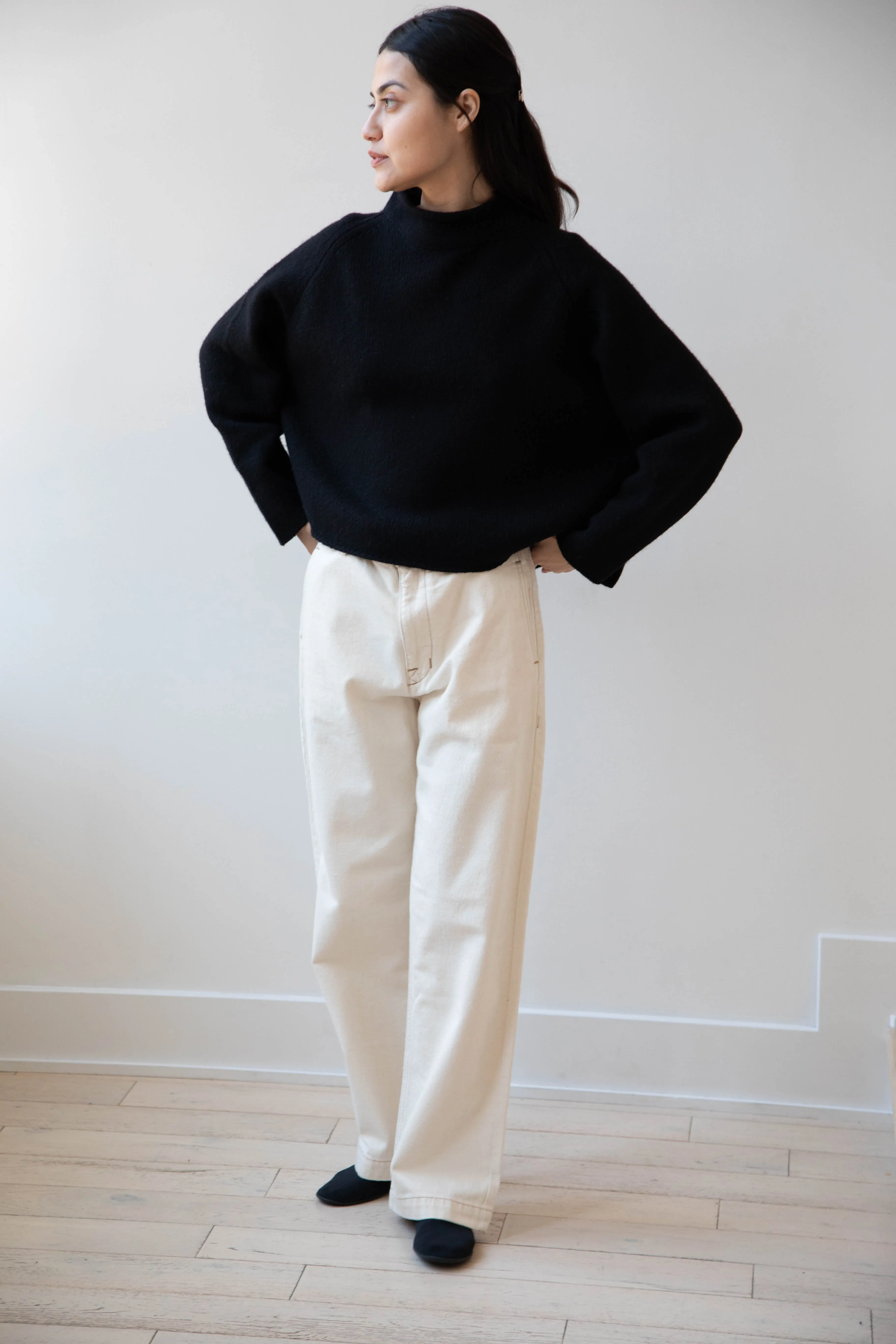 Gauze | Rollneck Wool Cotton Pullover in Black