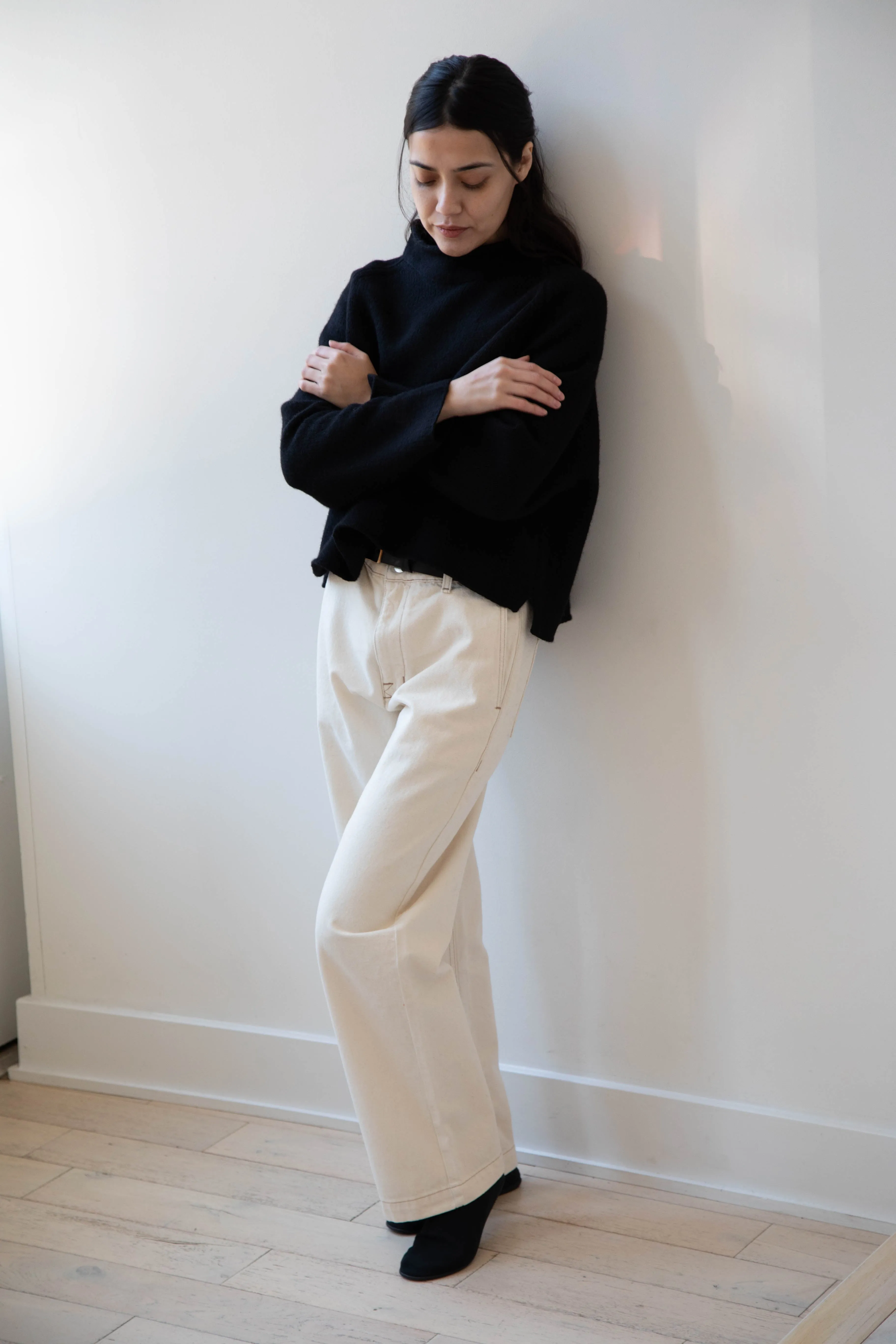 Gauze | Rollneck Wool Cotton Pullover in Black