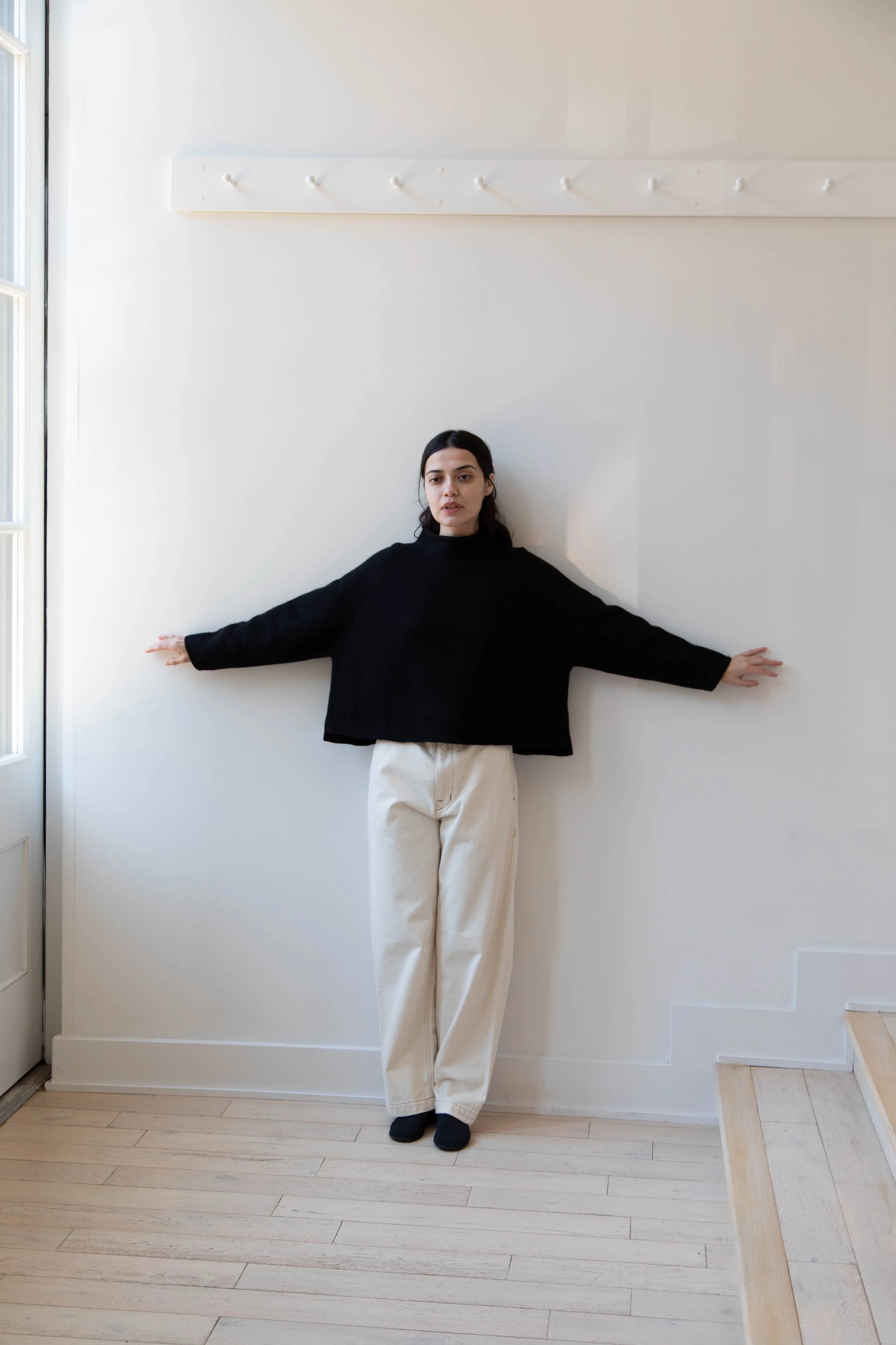 Gauze | Rollneck Wool Cotton Pullover in Black