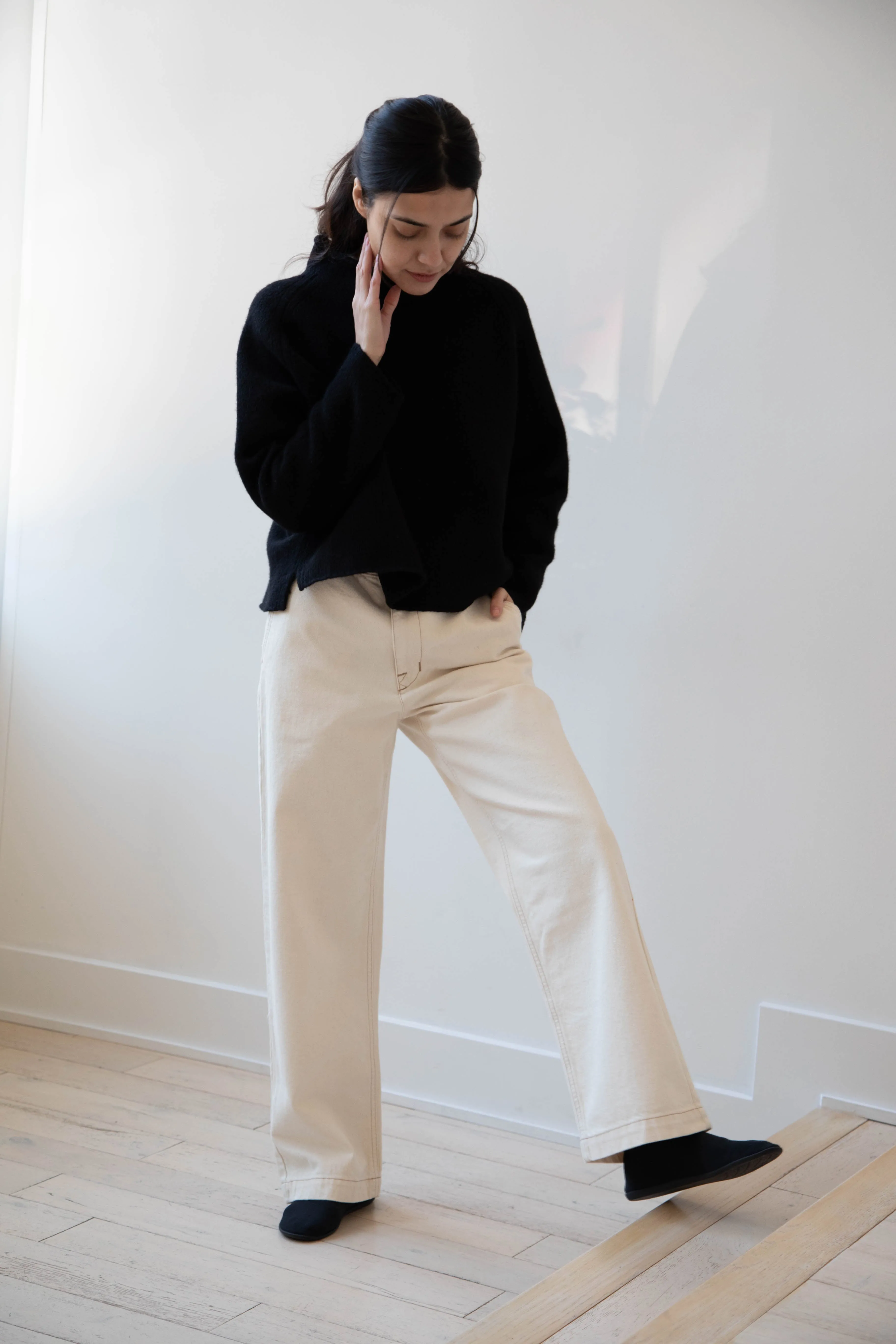 Gauze | Rollneck Wool Cotton Pullover in Black