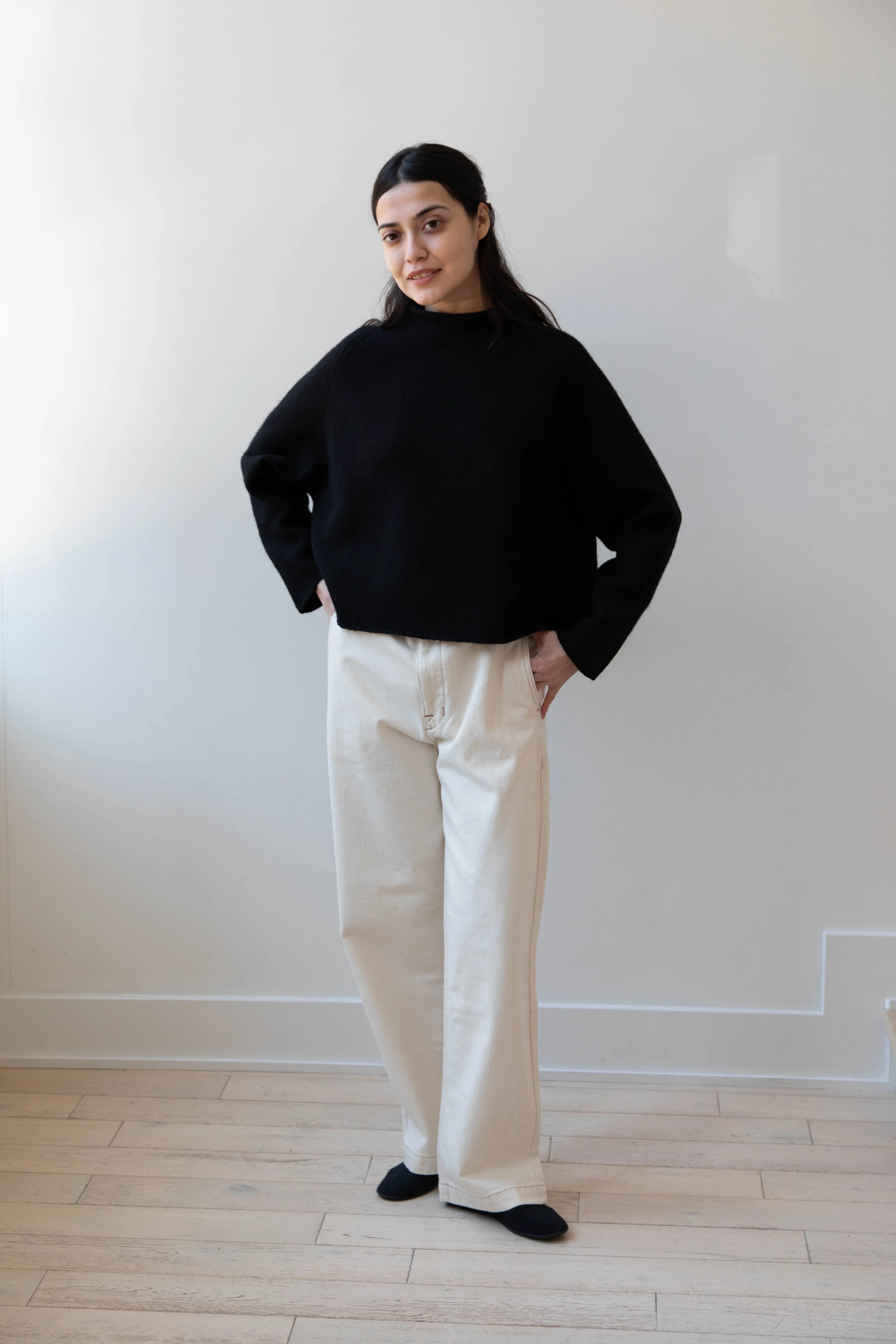 Gauze | Rollneck Wool Cotton Pullover in Black