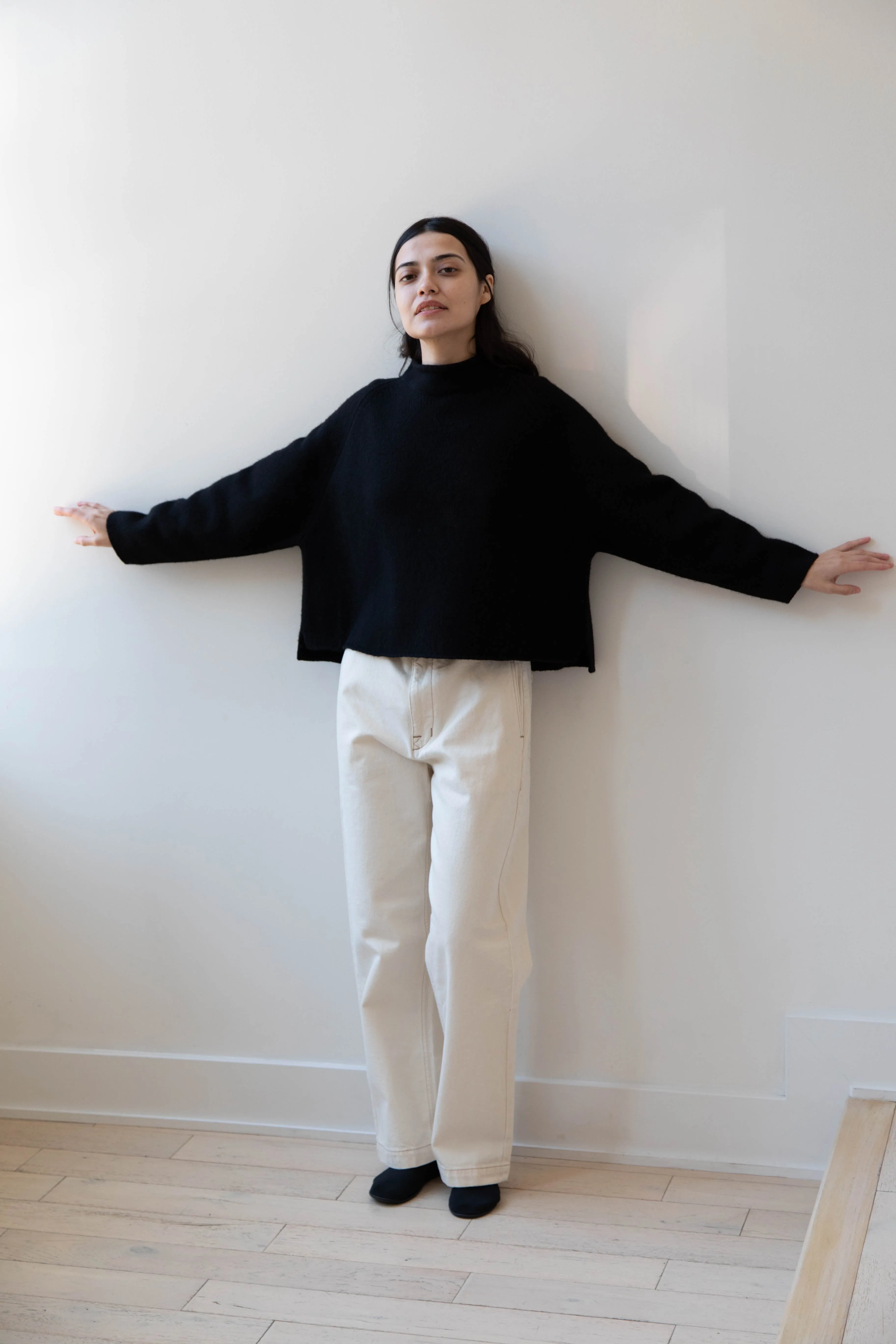 Gauze | Rollneck Wool Cotton Pullover in Black
